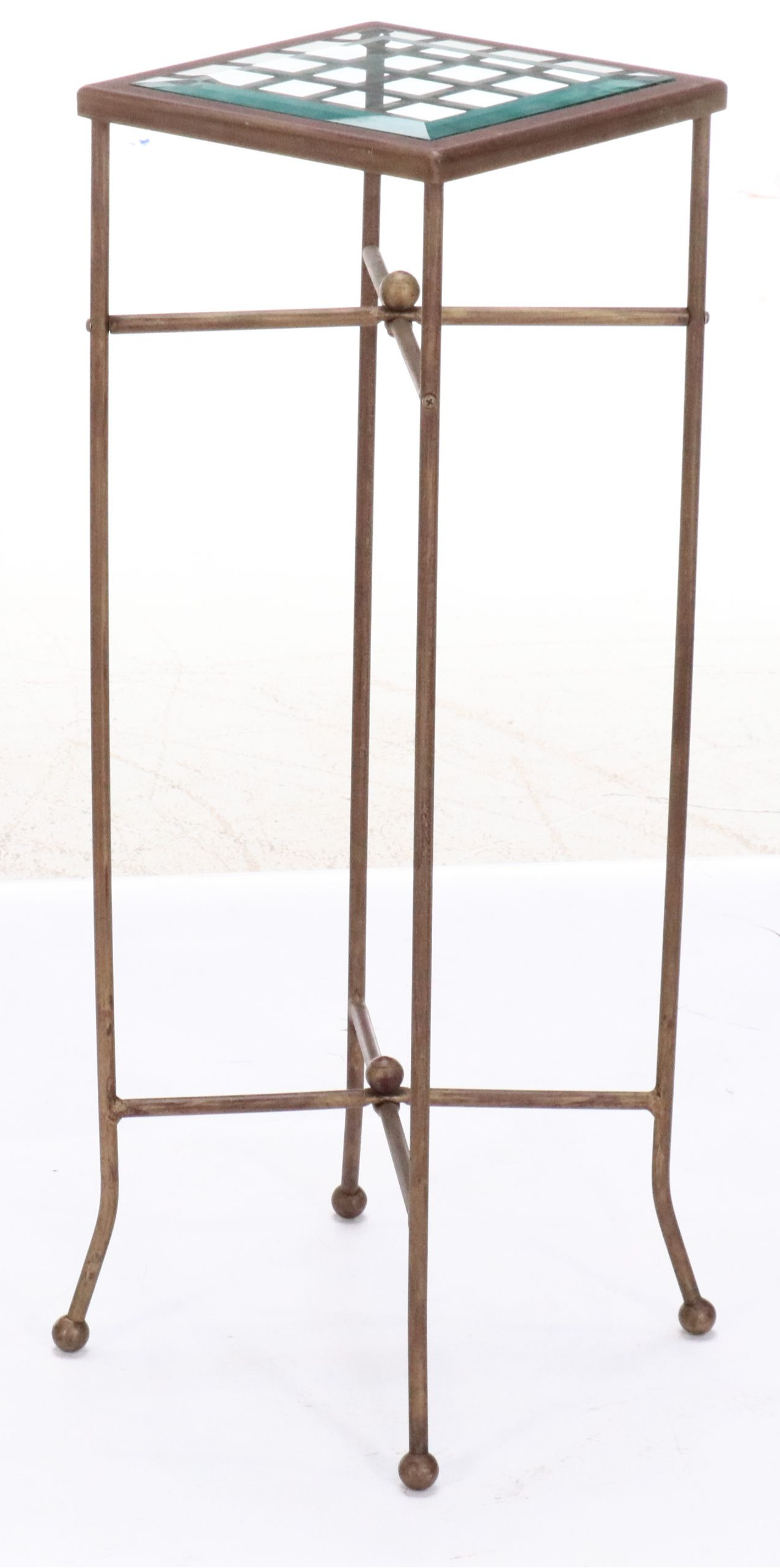 Directoire Style Metal Plant Stand with Inset Beveled Glass Top