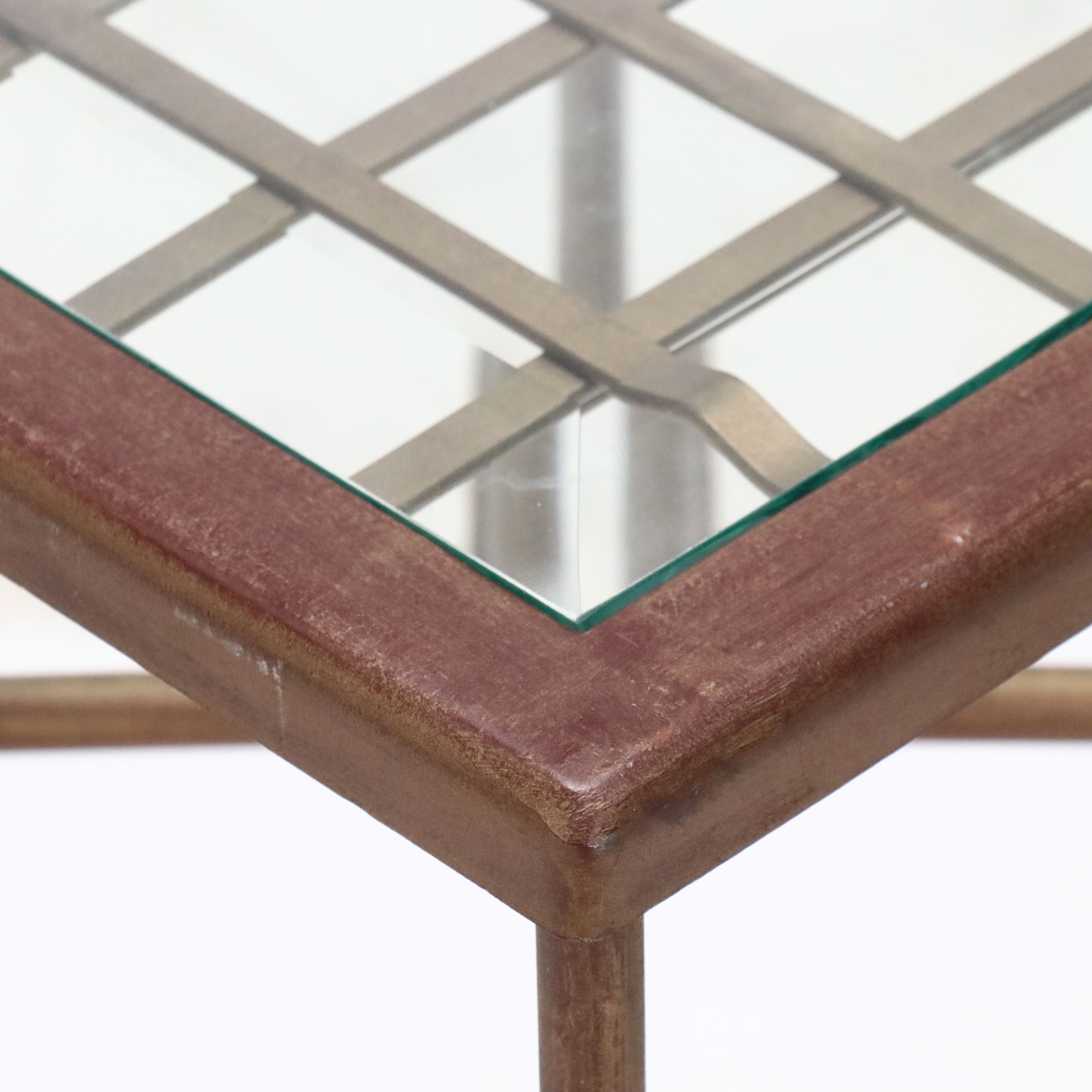 Directoire Style Metal Plant Stand with Inset Beveled Glass Top