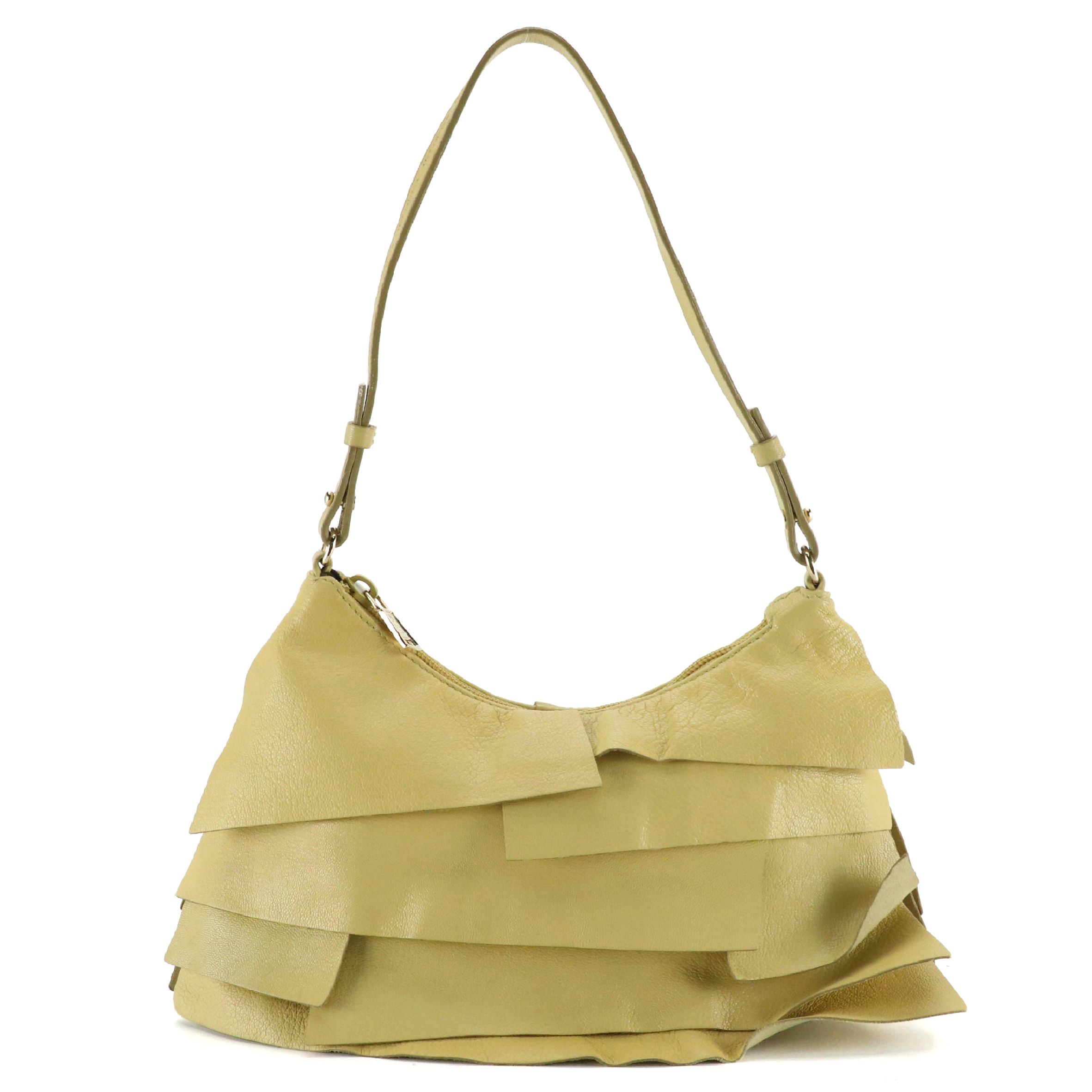 Yves Saint Laurent Rive Gauche Tiered Ruffle Leather St. Tropez Shoulder Bag