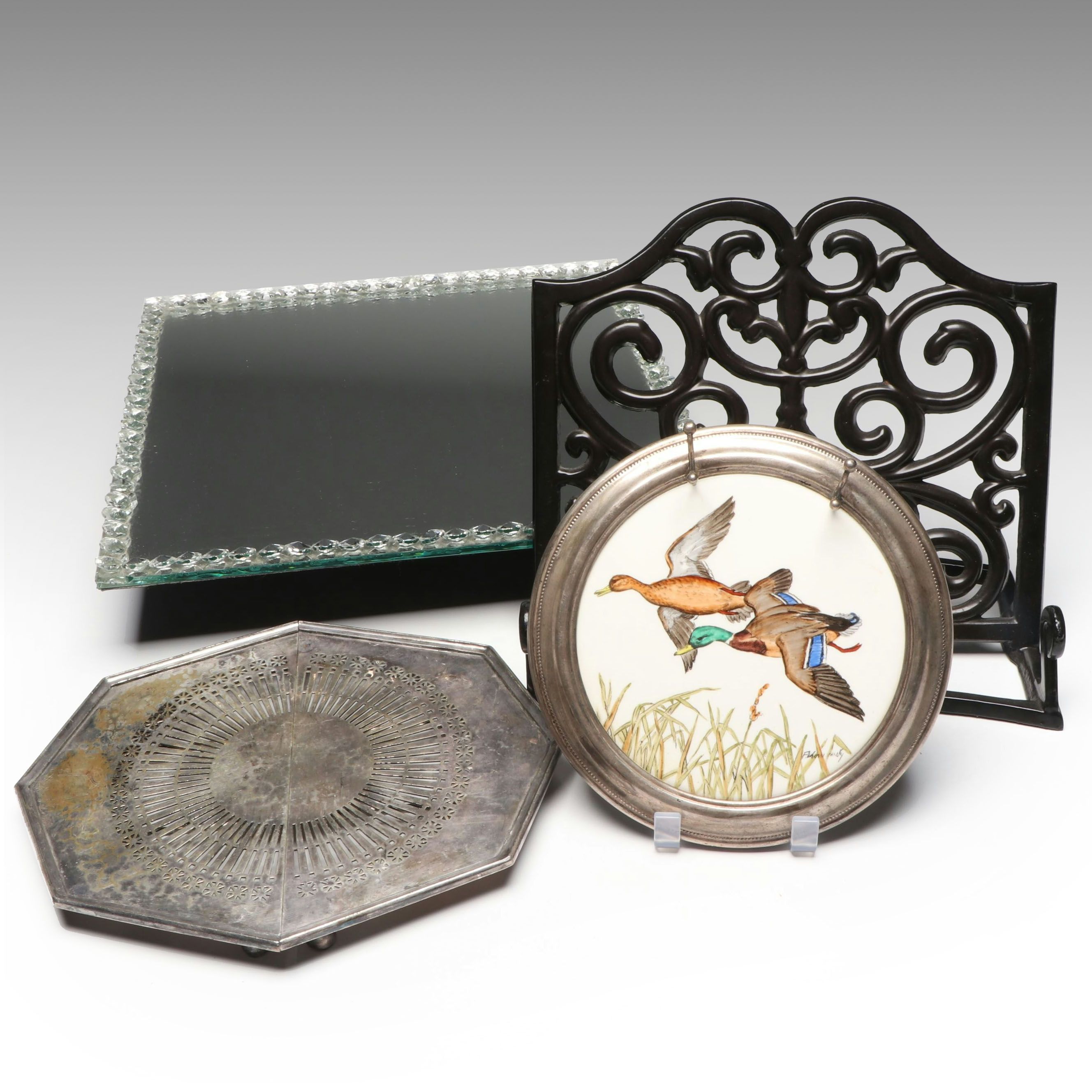 Jeweled Lazy Susan with Simpson Hall Miller Silver Plate Trivet and More Décor
