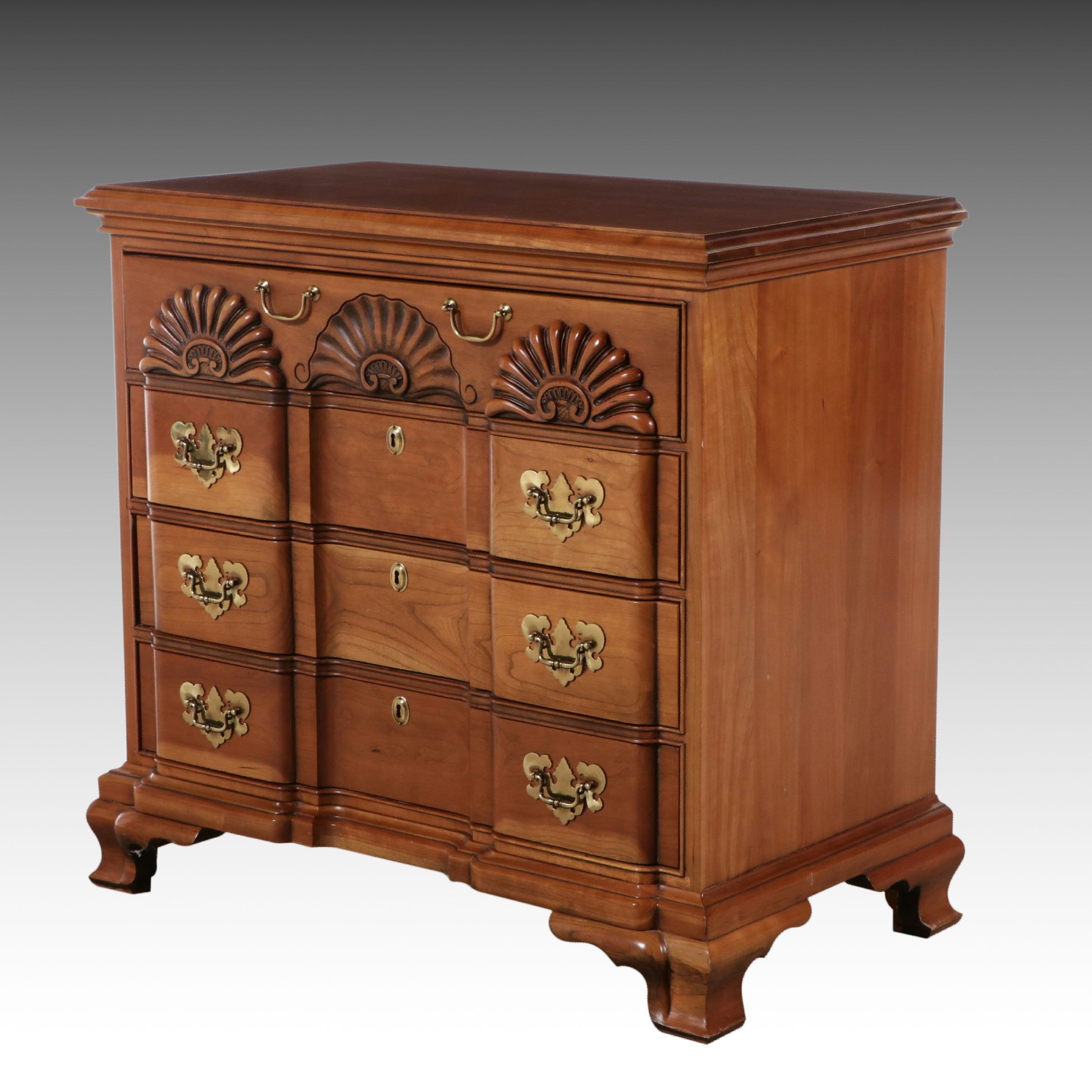 Harden Furniture Georgian Style Cherry Finish Block Front Chest of Drawers