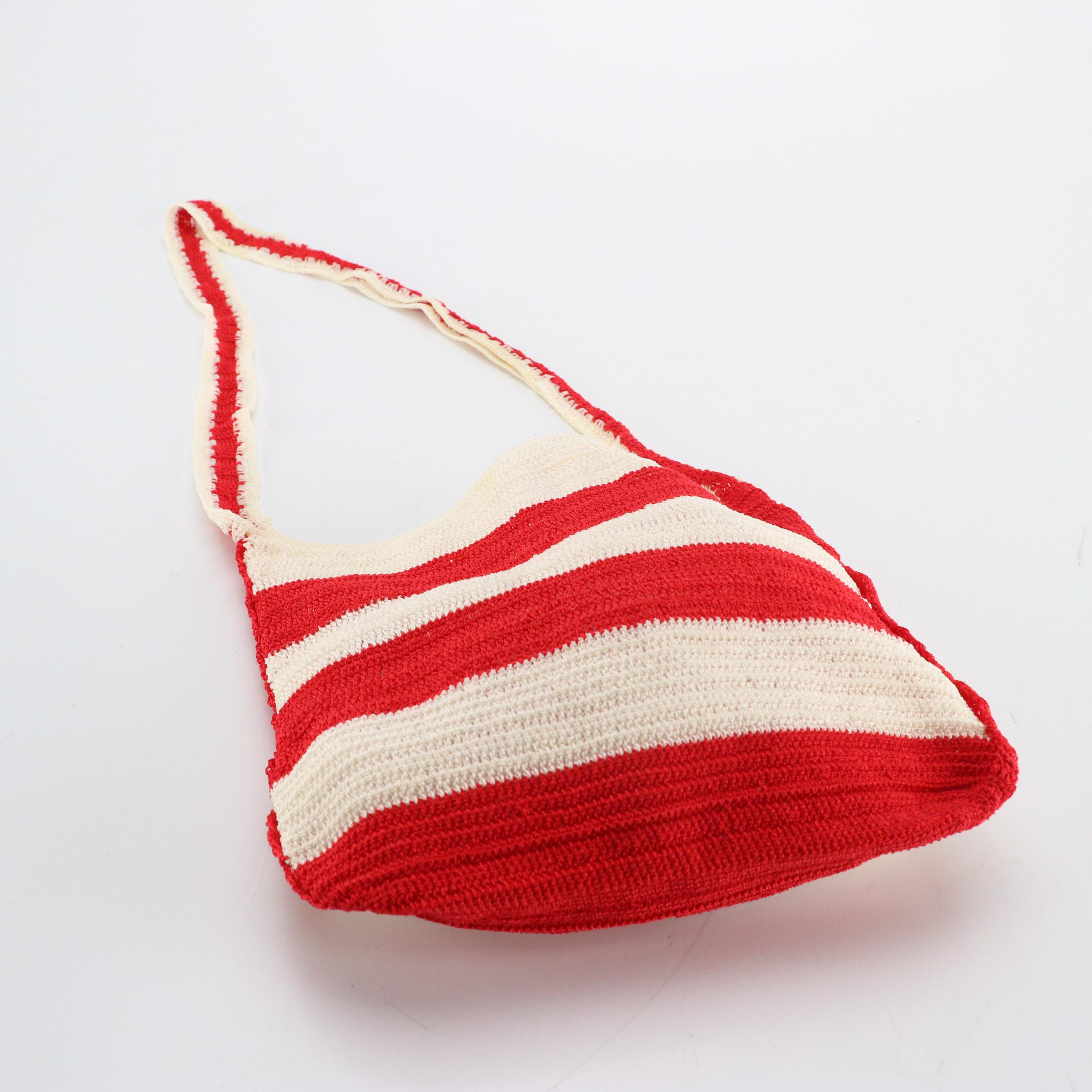 Vintage Handmade Crochet Striped Bag and Embroidered Flap Bag