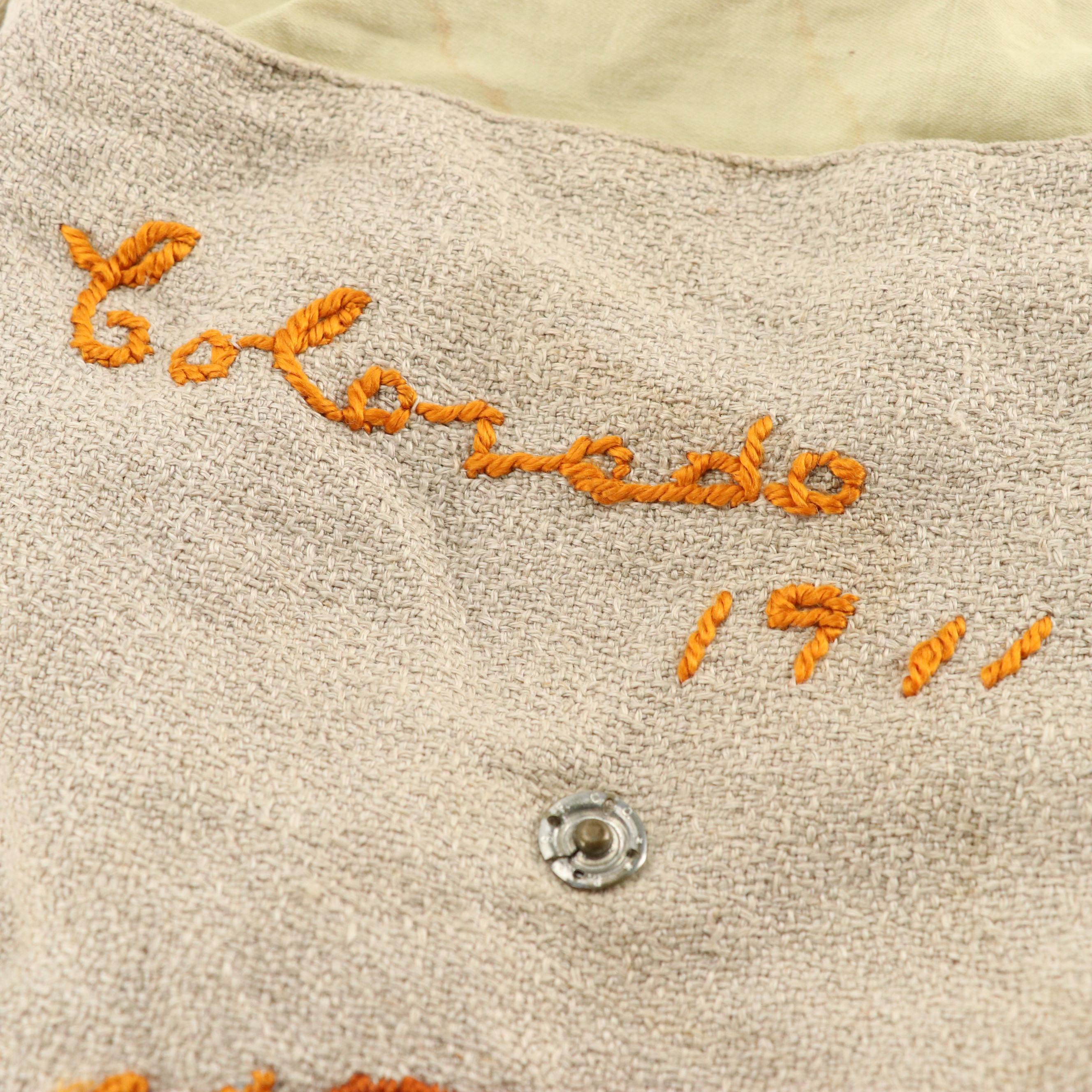 Vintage Handmade Crochet Striped Bag and Embroidered Flap Bag