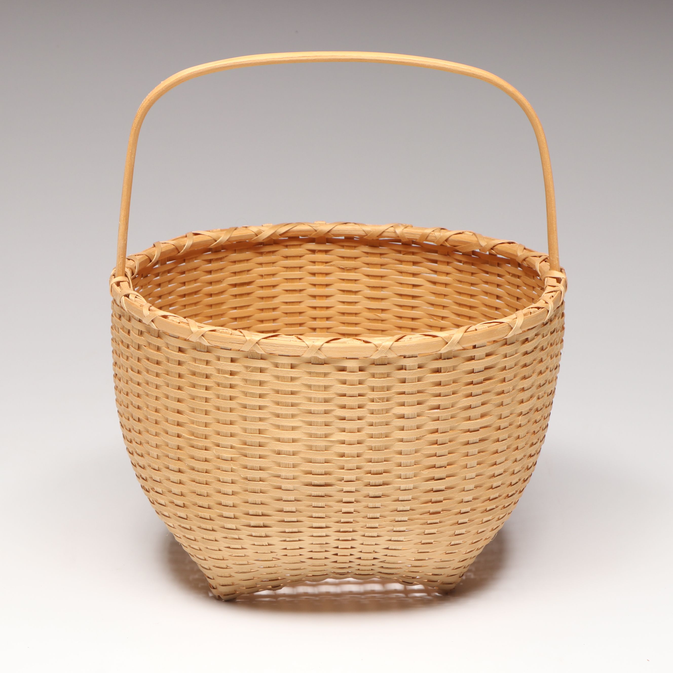 Fred Tomah Wolastoqiyik (Maliseet) Woven Brown Ash Handled Baskets