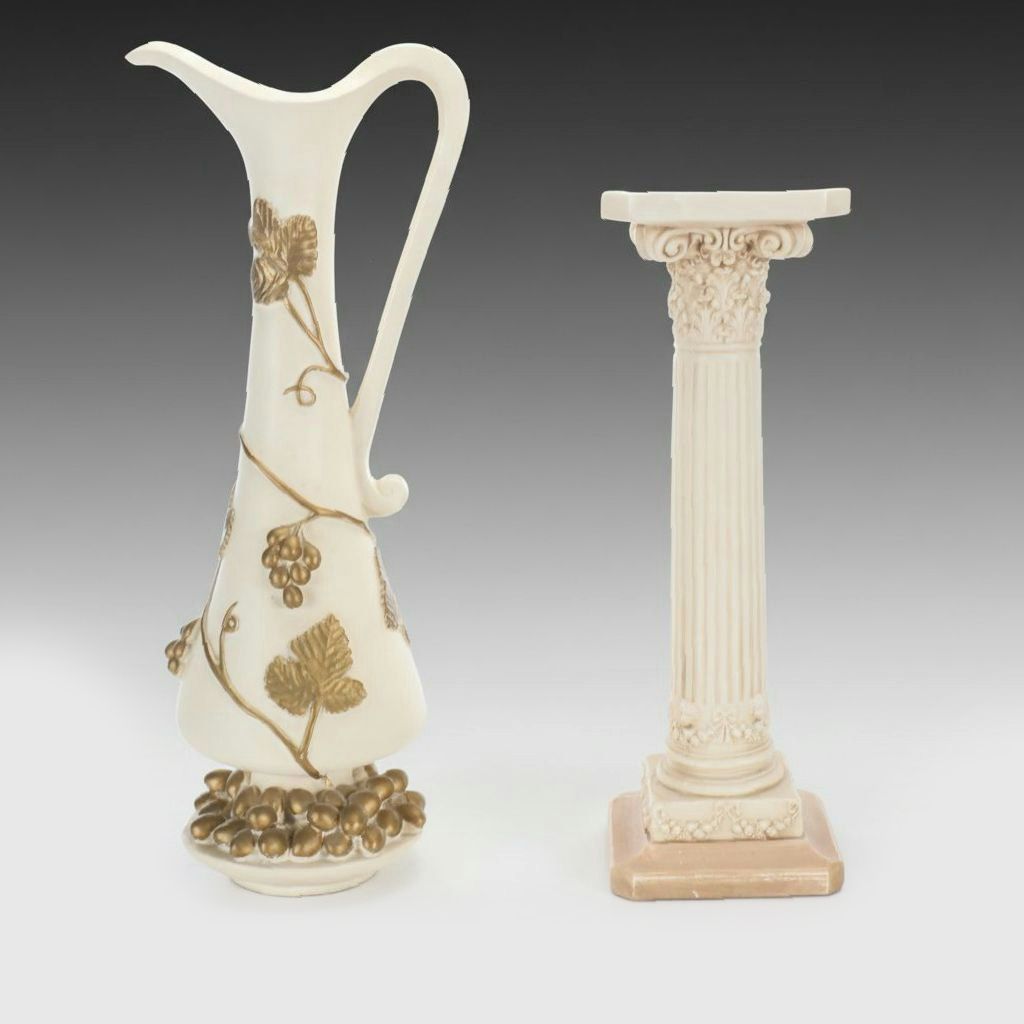 Neoclassical Style Ewer Ground Vase and Column Stand