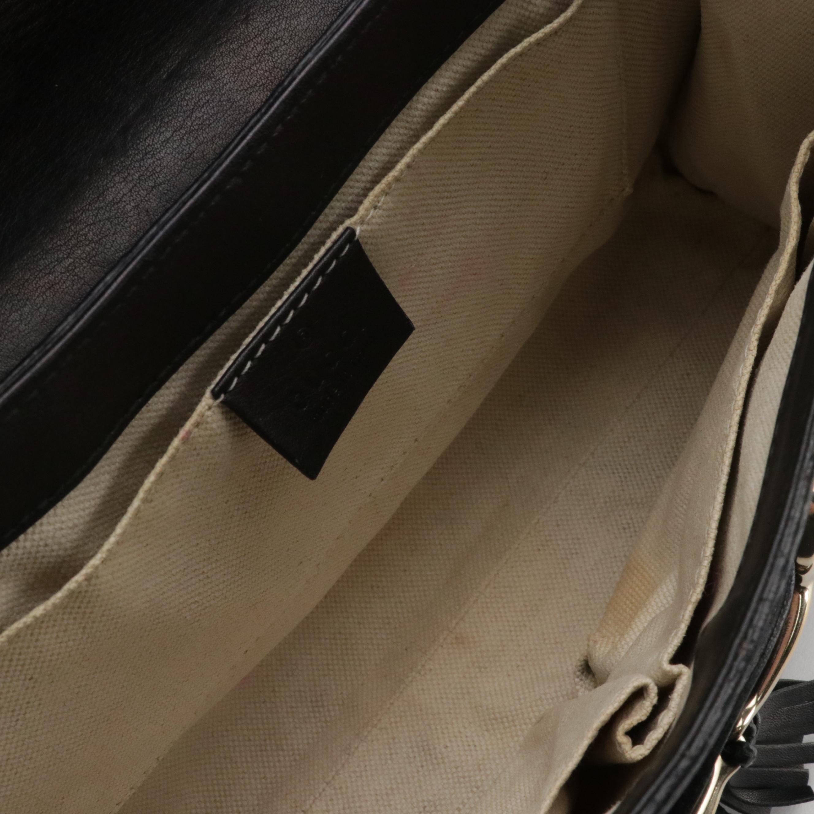 Gucci Medium Emily Chain Shoulder Bag in Black Guccissima Leather