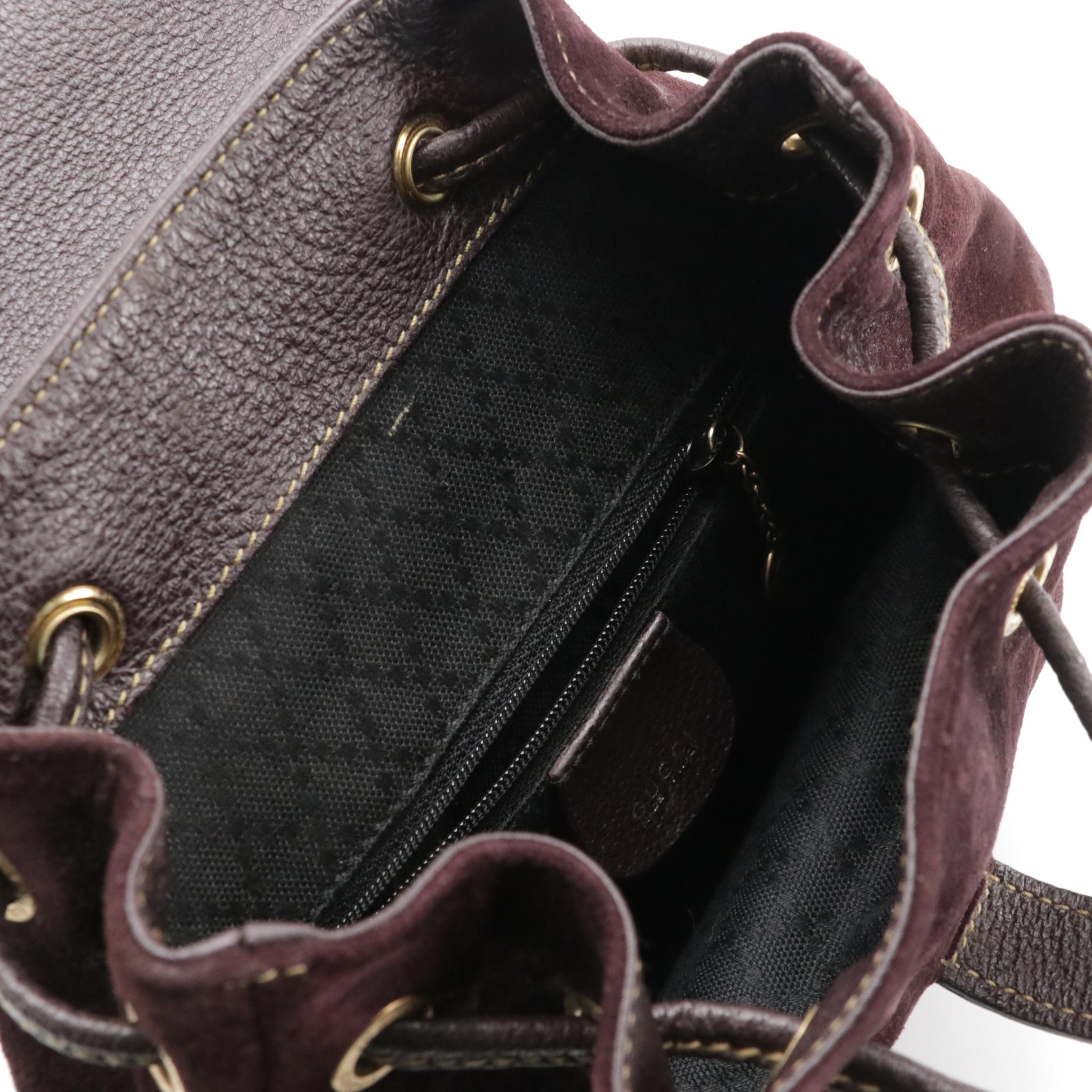 Gucci Small Bamboo Handle Backpack in Suede and Leather