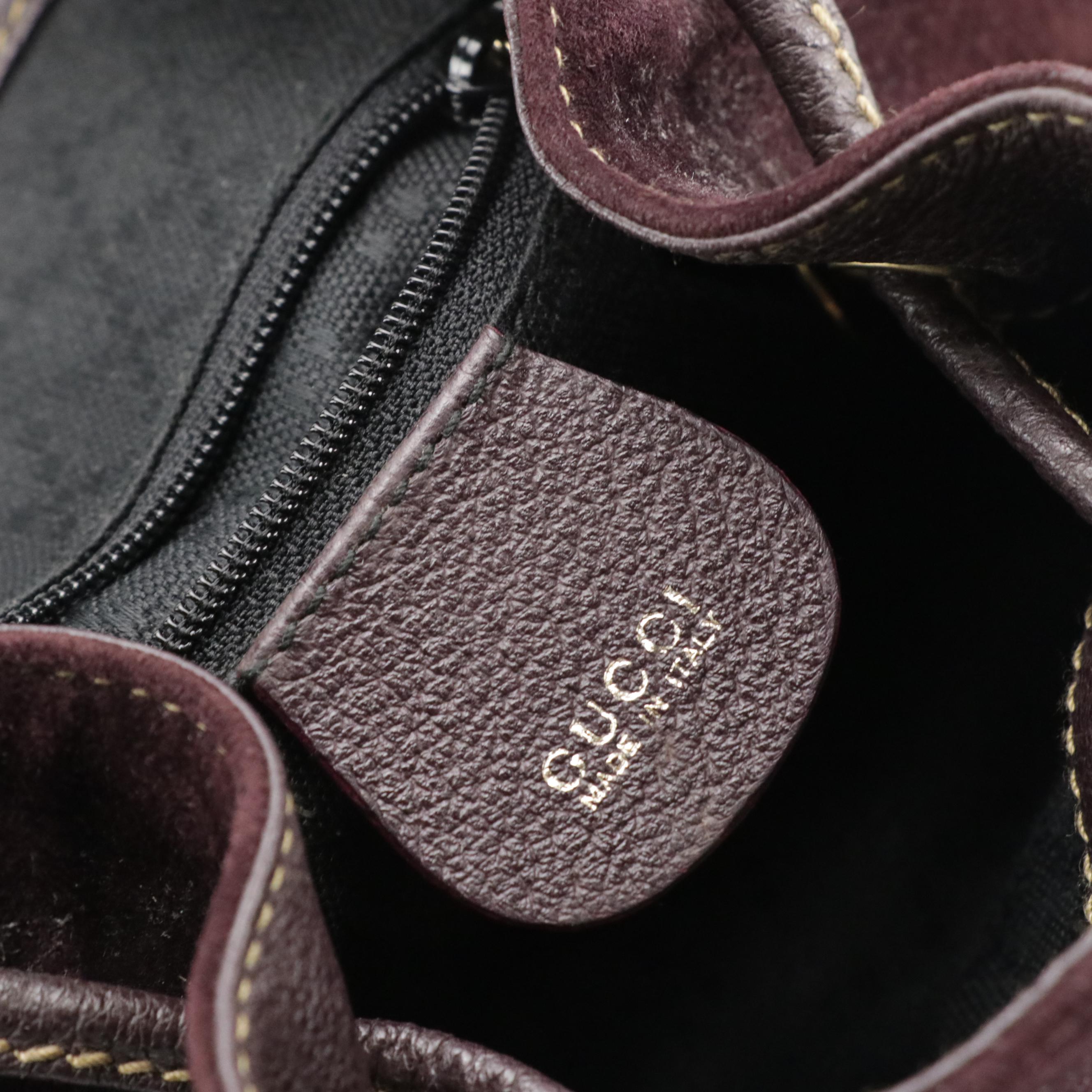 Gucci Small Bamboo Handle Backpack in Suede and Leather