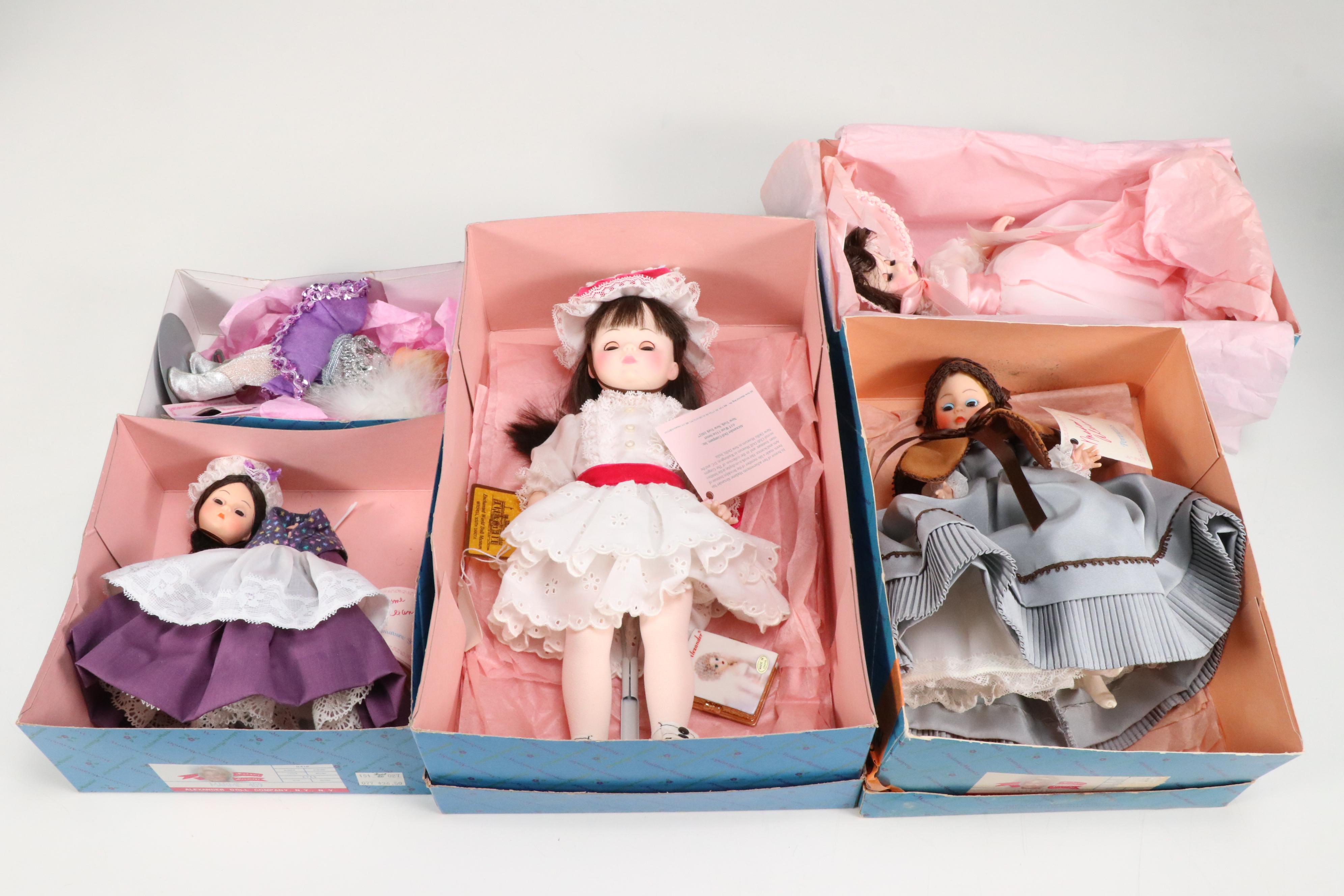 Madame Alexander "Elise" Doll with Porcelain Trinket Box and More Vintage Dolls