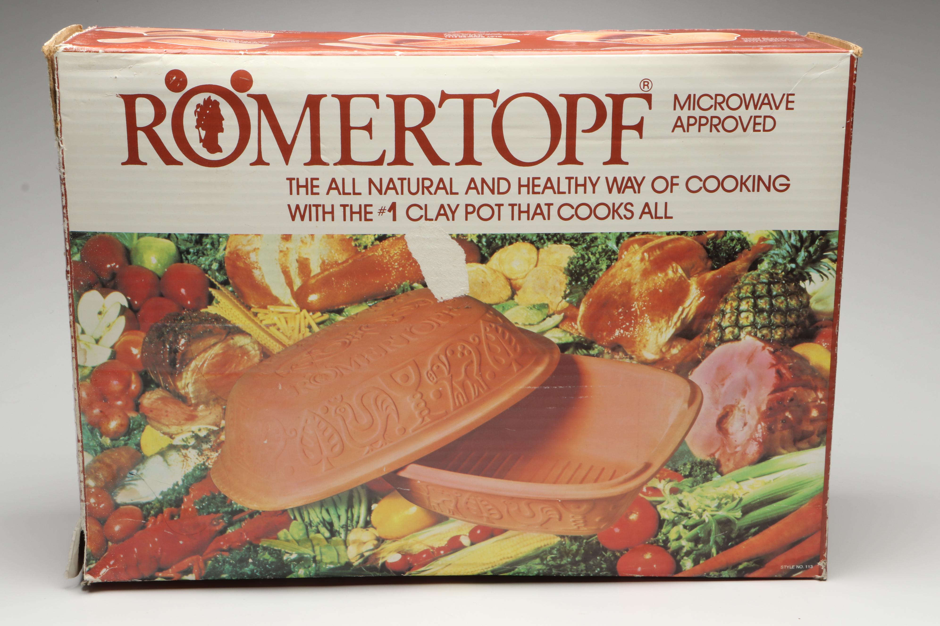 General Electric 12" Buffet Skillet with Römertopf Terracotta Clay Roaster