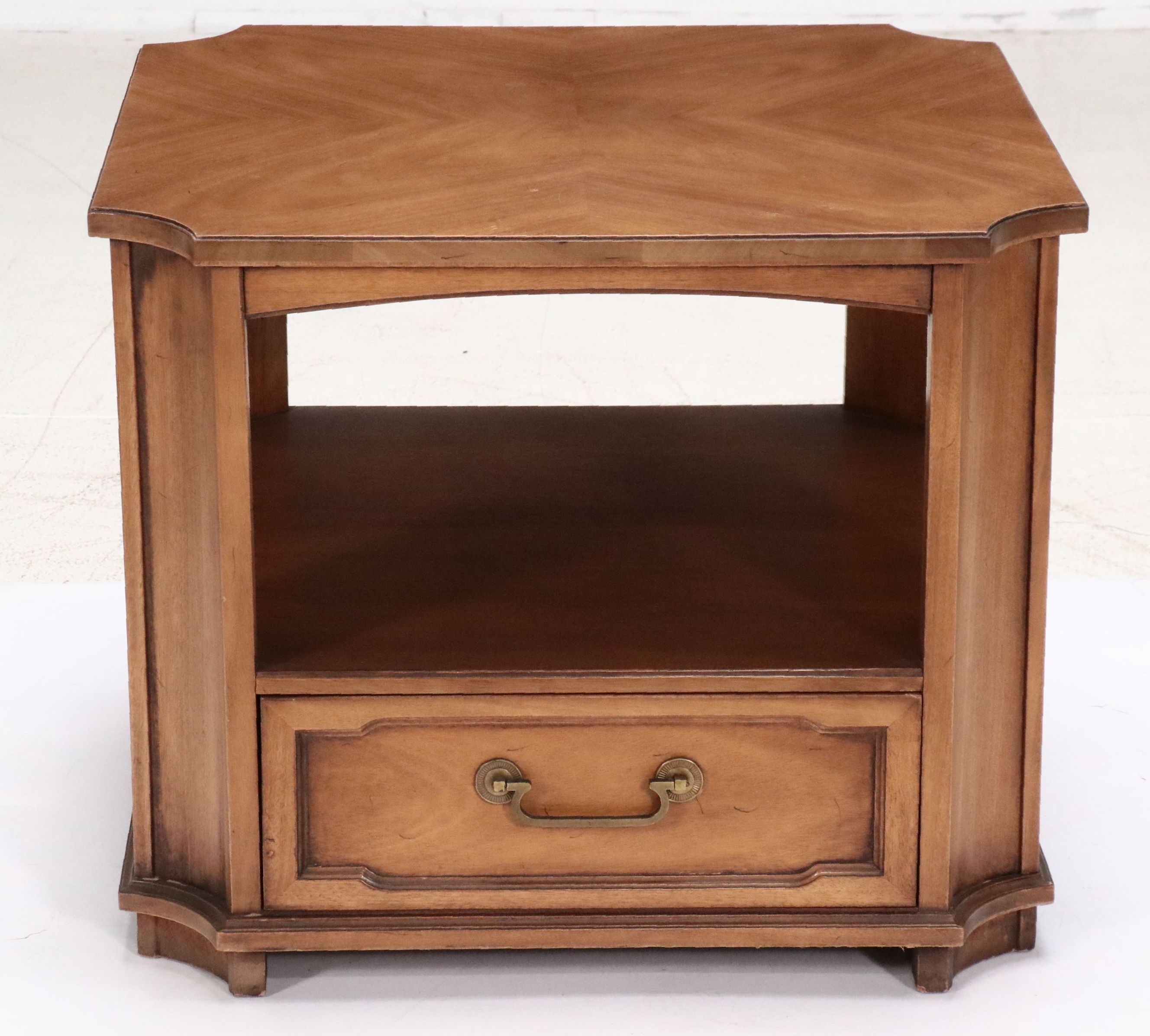 Drexel Mid Century Regency Style Walnut Finish Two-Tier Side Table