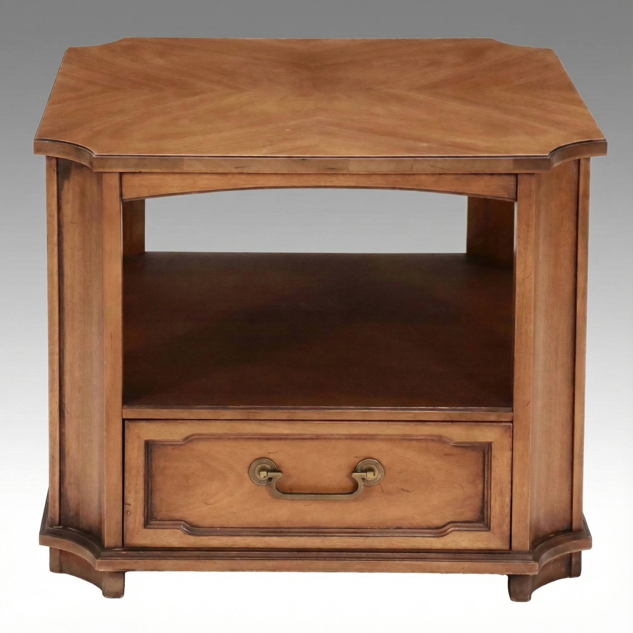 Drexel Mid Century Regency Style Walnut Finish Two-Tier Side Table