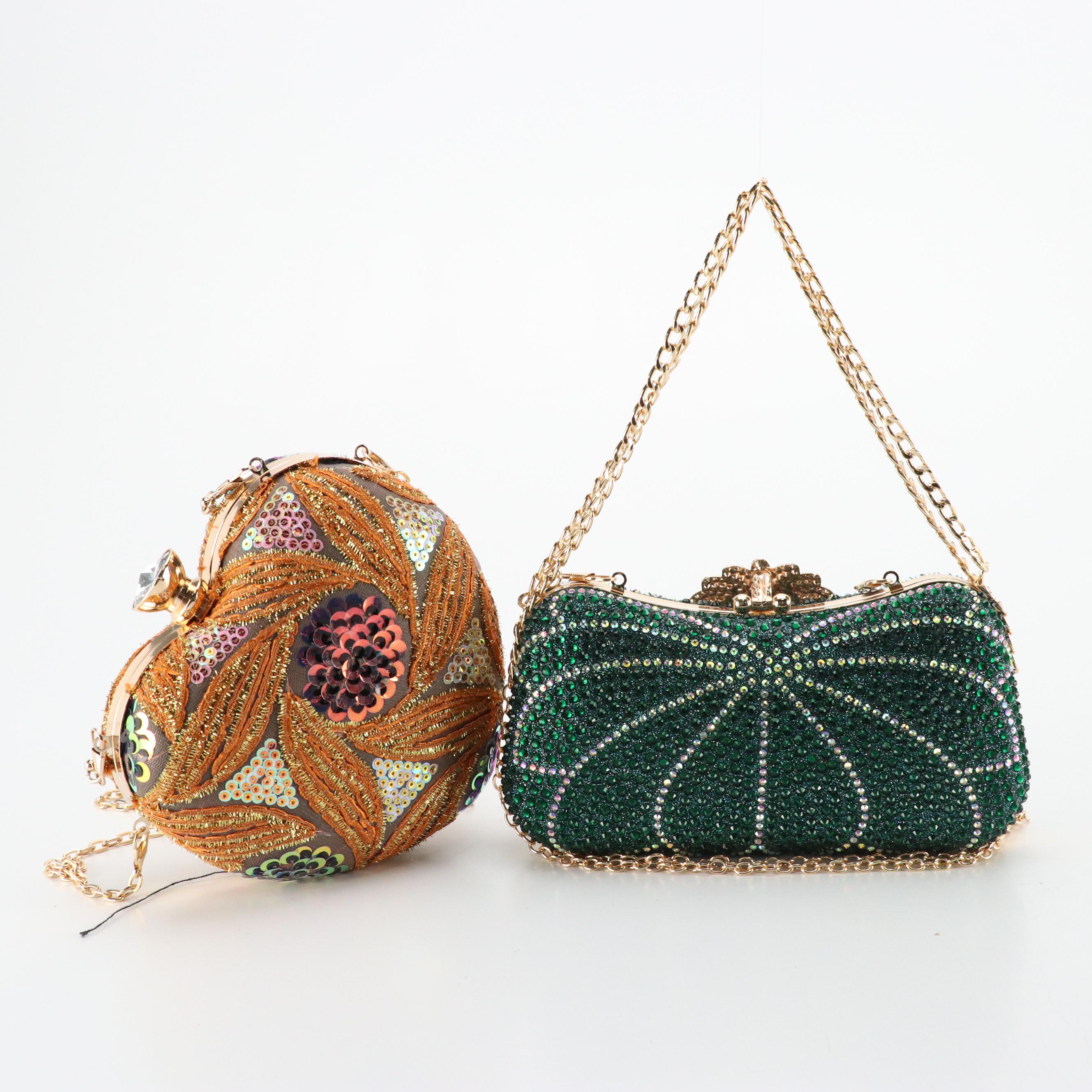 Heart-Shaped and Butterfly-Shaped Embellished Evening Bags
