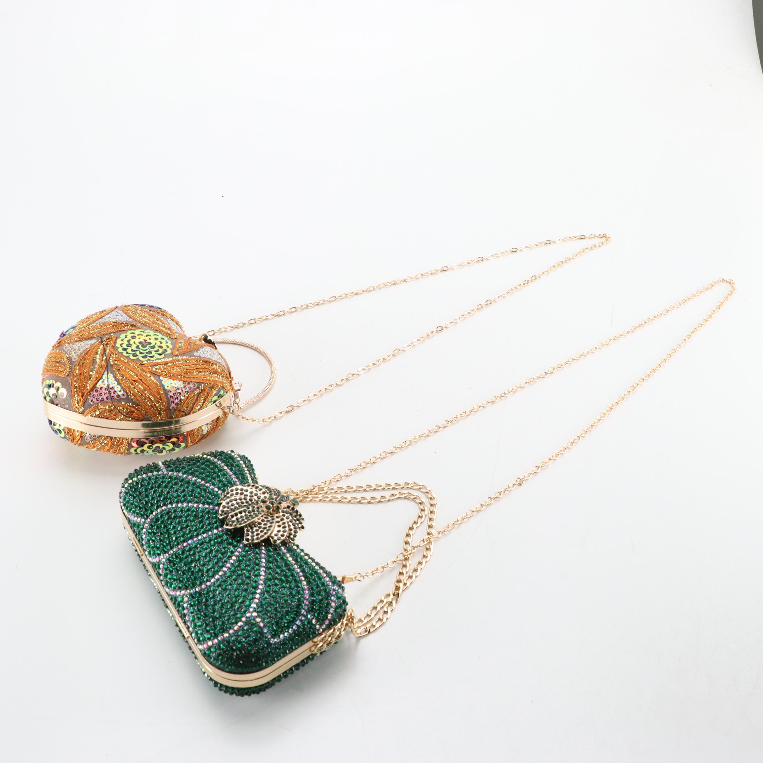 Heart-Shaped and Butterfly-Shaped Embellished Evening Bags