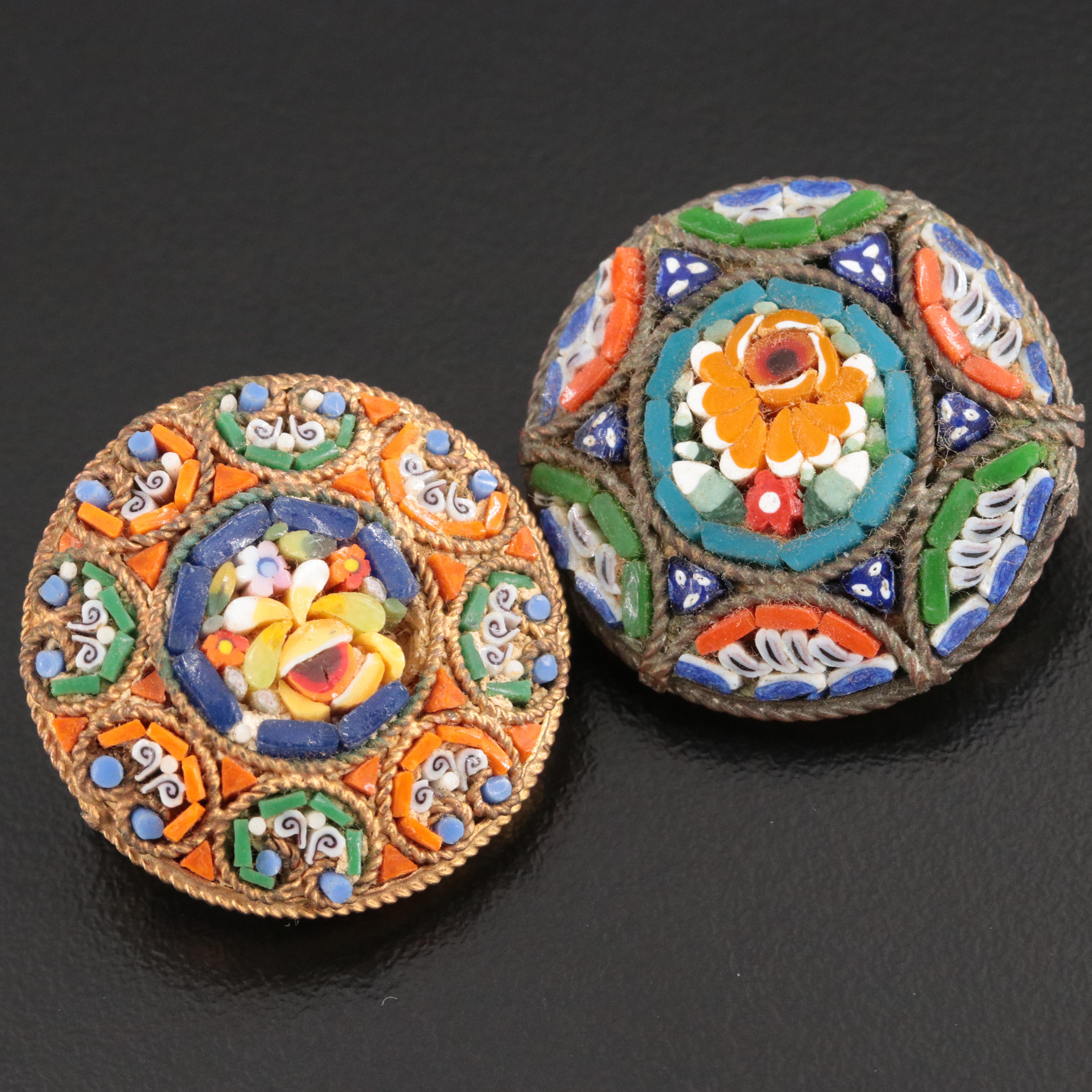 Vintage Italian Floral Micro Mosaic Jewelry Collection