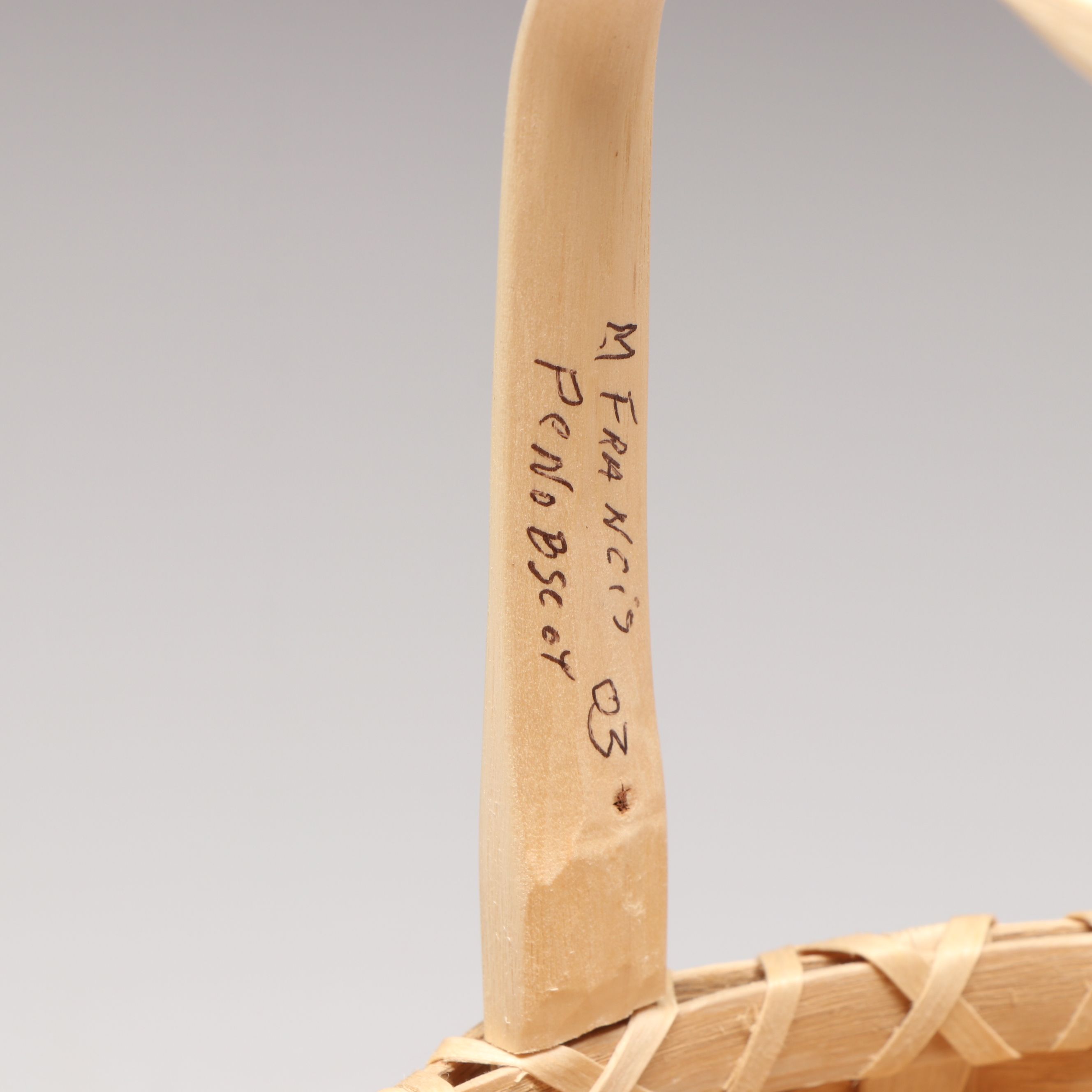 Martin Francis Penobscot Woven Brown Ash Fiber and Maple Handle Egg Baskets