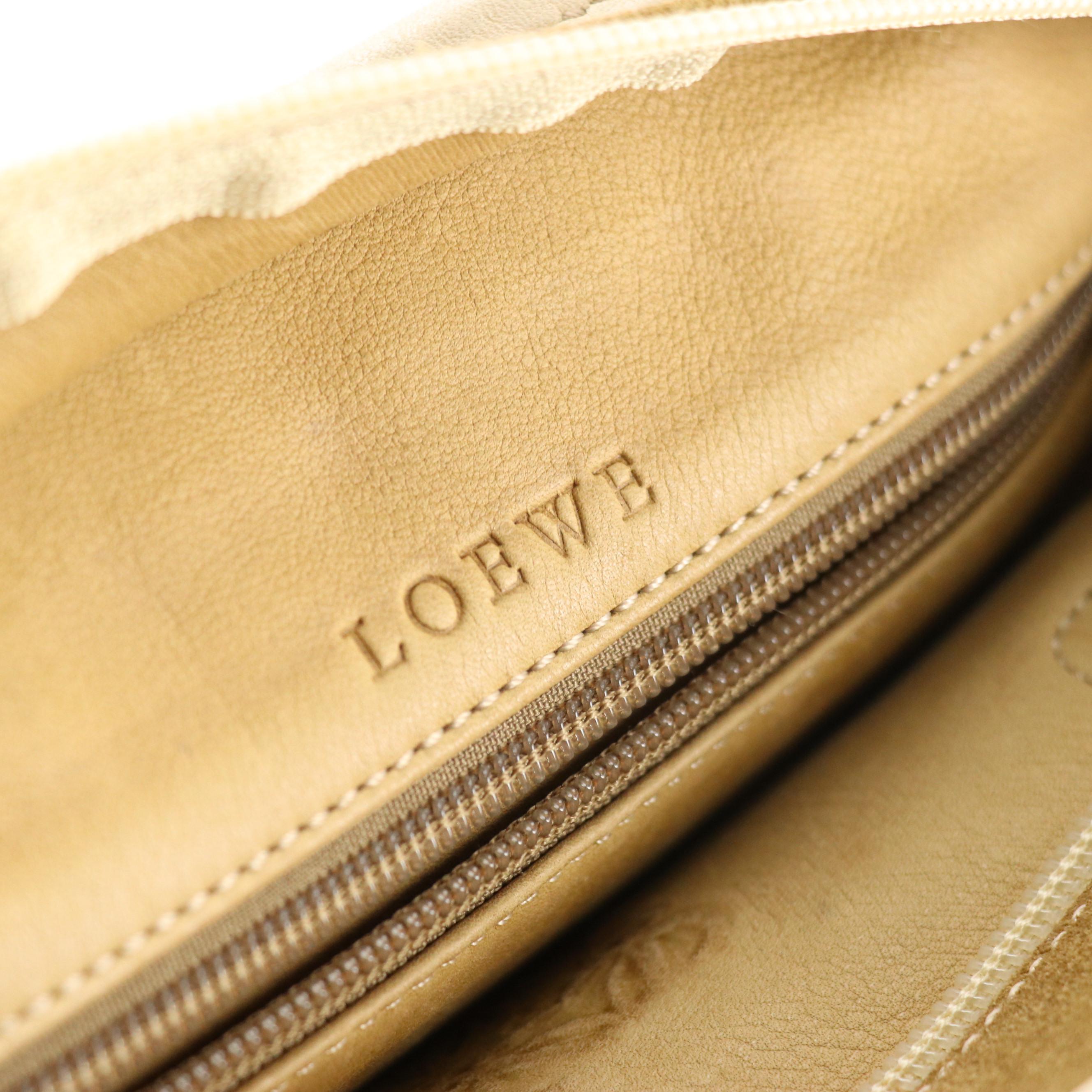 Loewe Amazona Handbag in Brown Suede and White Leather Trim