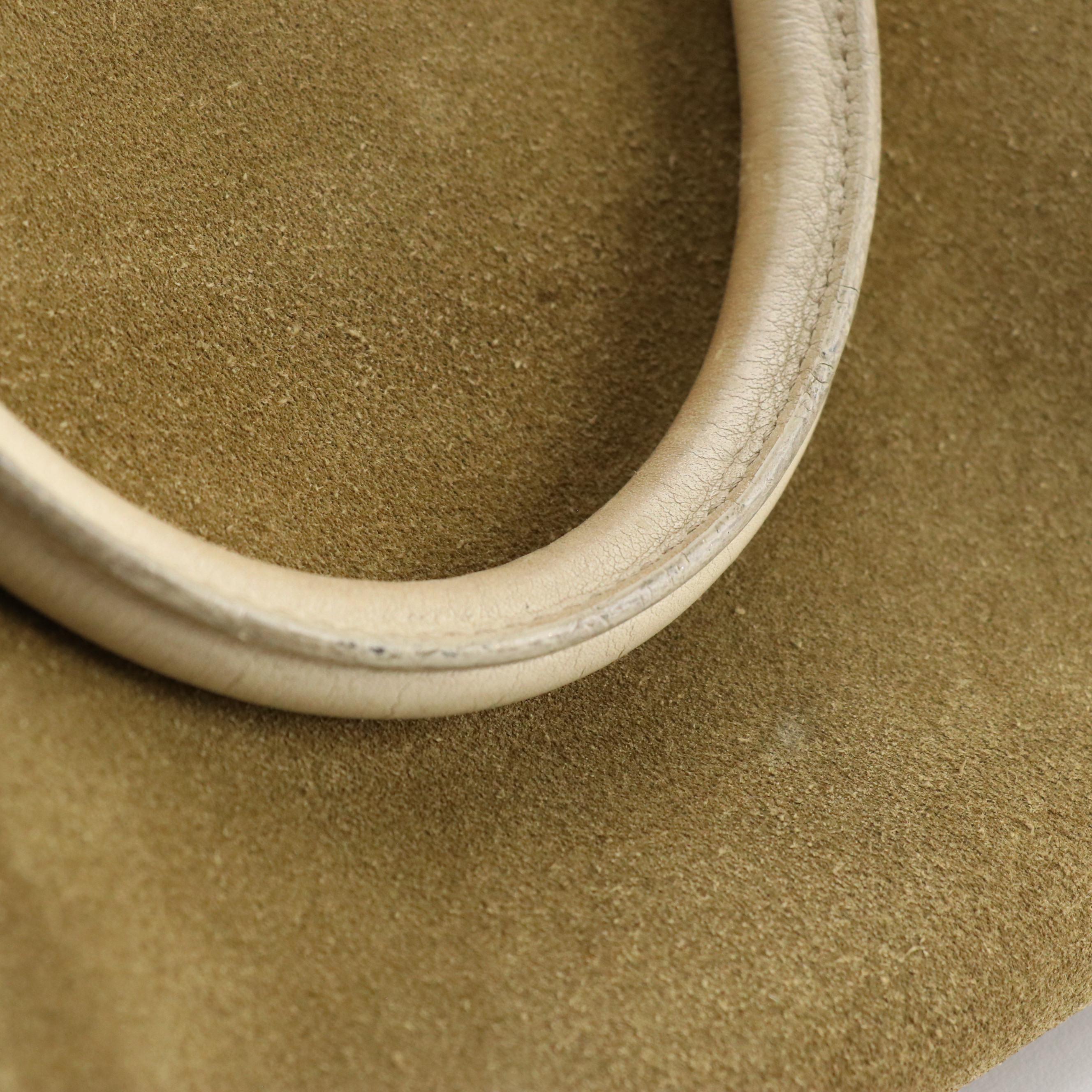 Loewe Amazona Handbag in Brown Suede and White Leather Trim