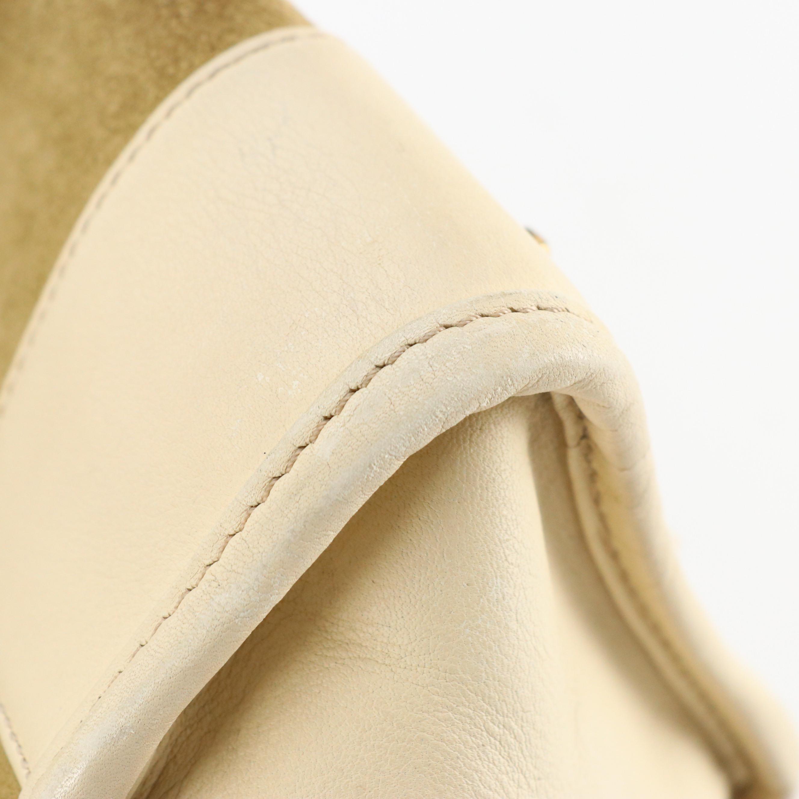 Loewe Amazona Handbag in Brown Suede and White Leather Trim