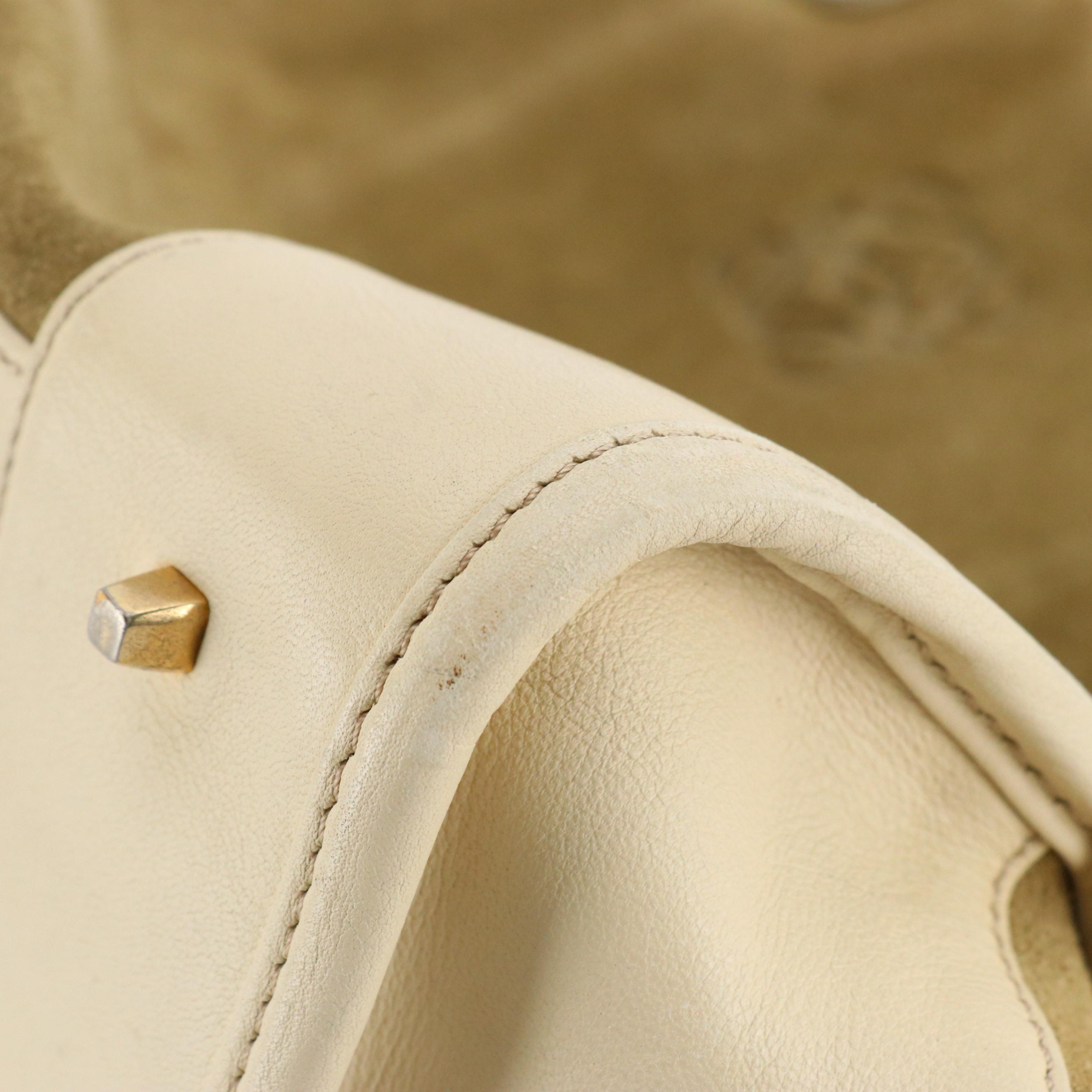 Loewe Amazona Handbag in Brown Suede and White Leather Trim