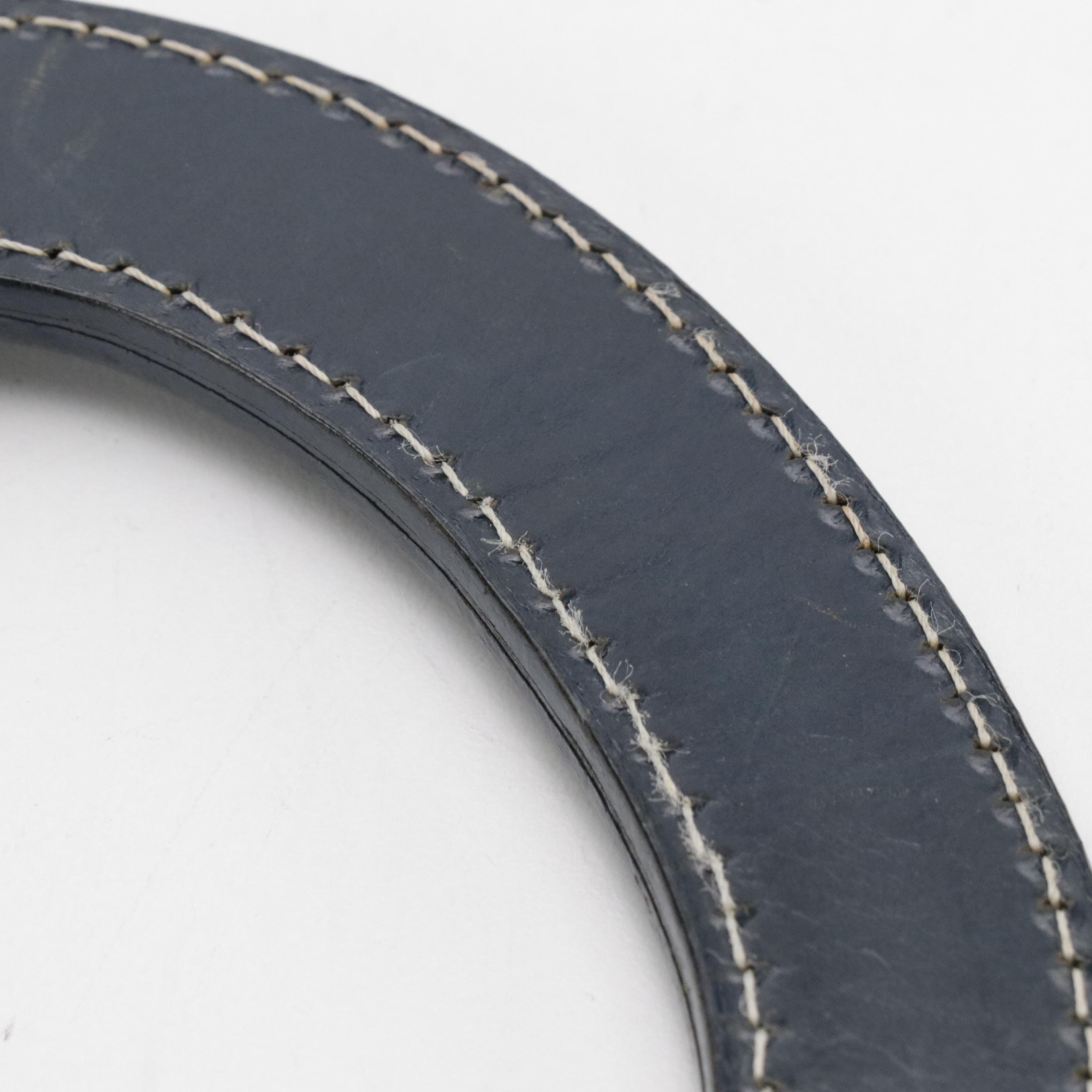 Fendi Zucchino Canvas Handbag with Navy Blue Leather Trim