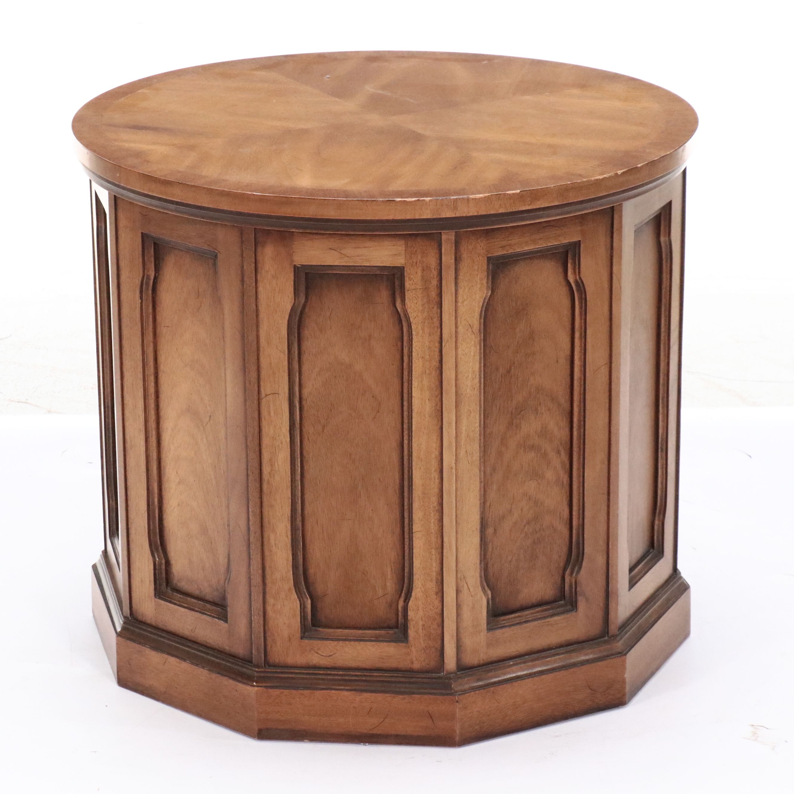 Mediterranean Style Pecan End Table, Mid to Late 20th Century