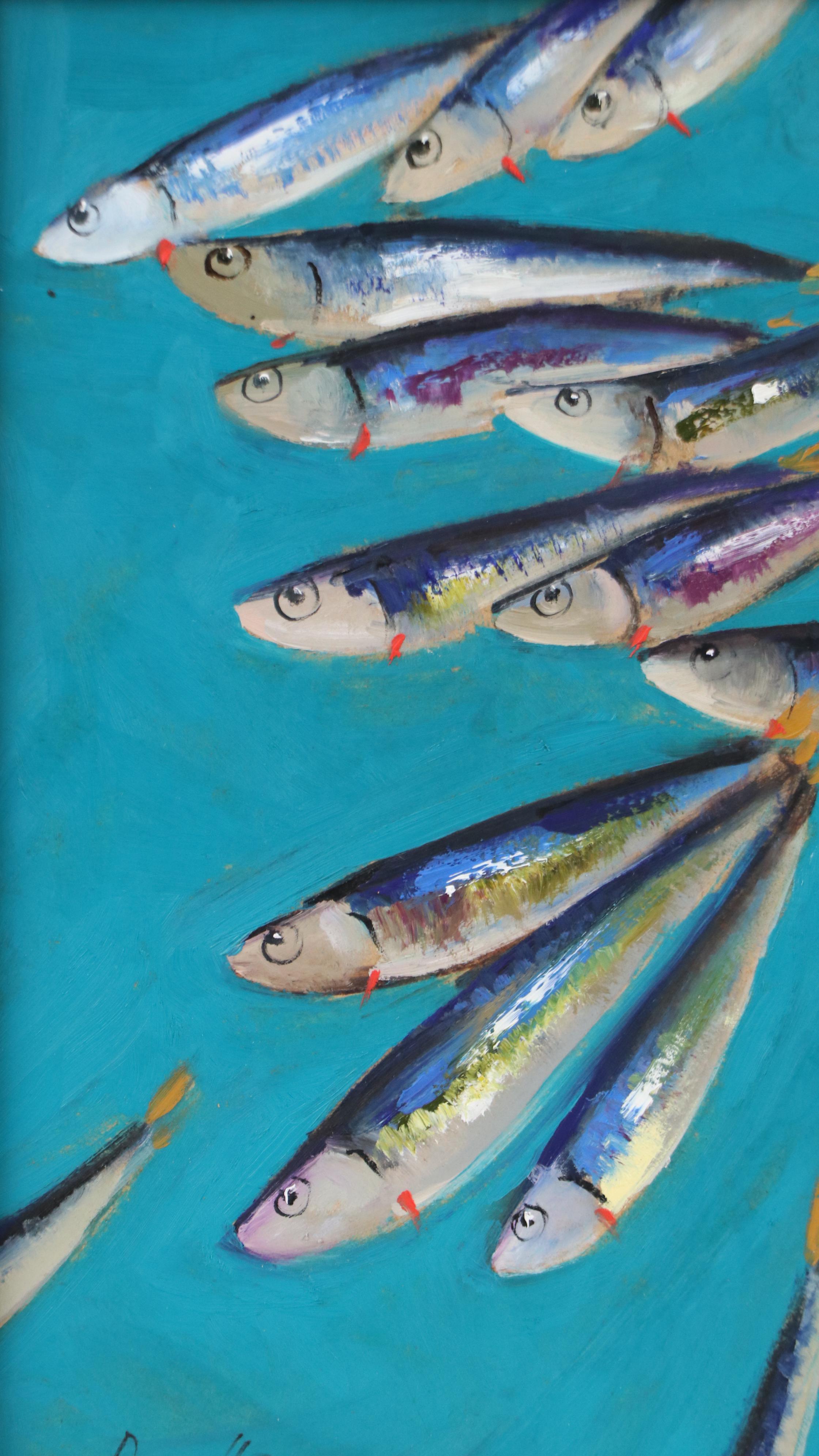 Natalie Demenko Oil Painting of Sardines, 21st Century