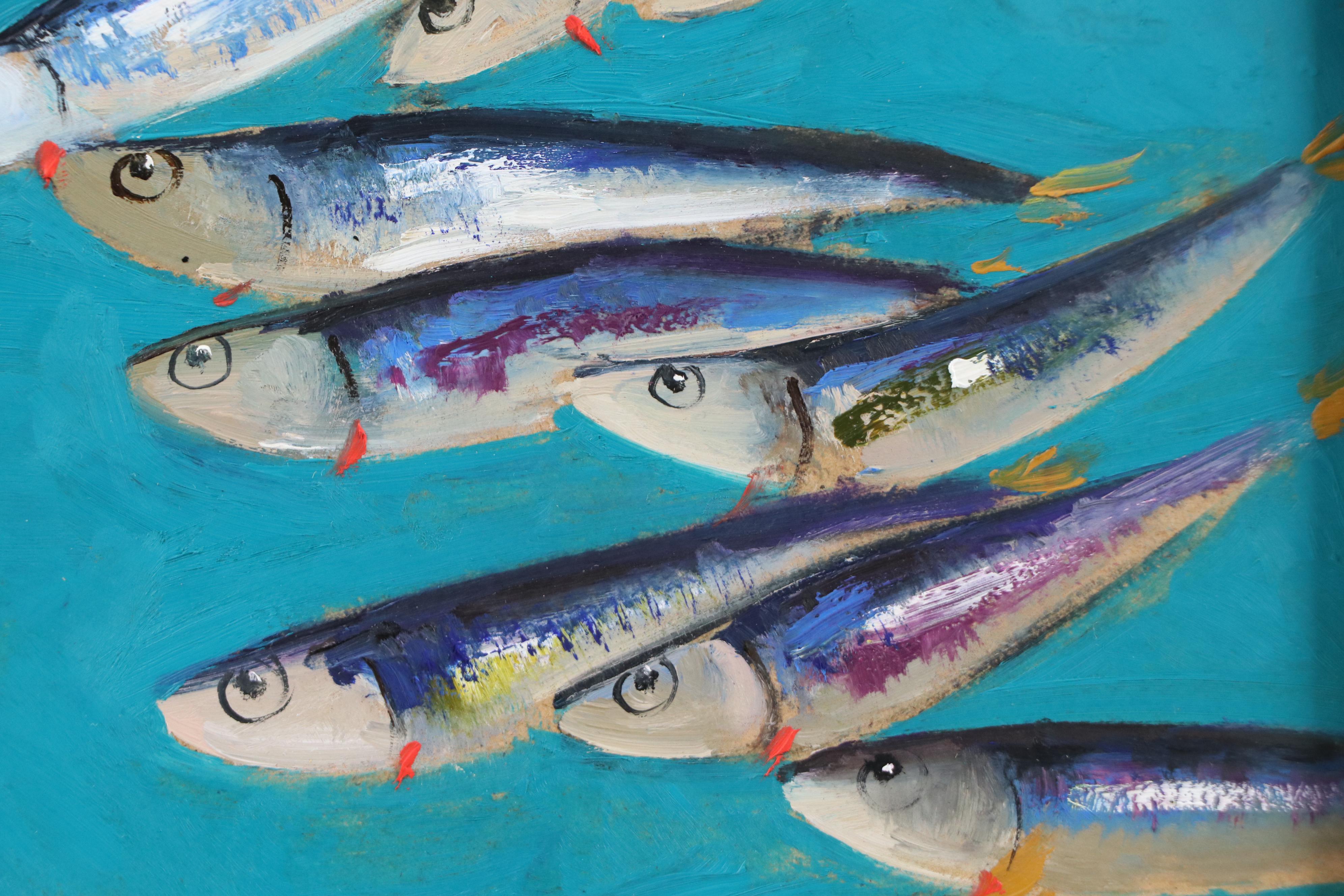 Natalie Demenko Oil Painting of Sardines, 21st Century