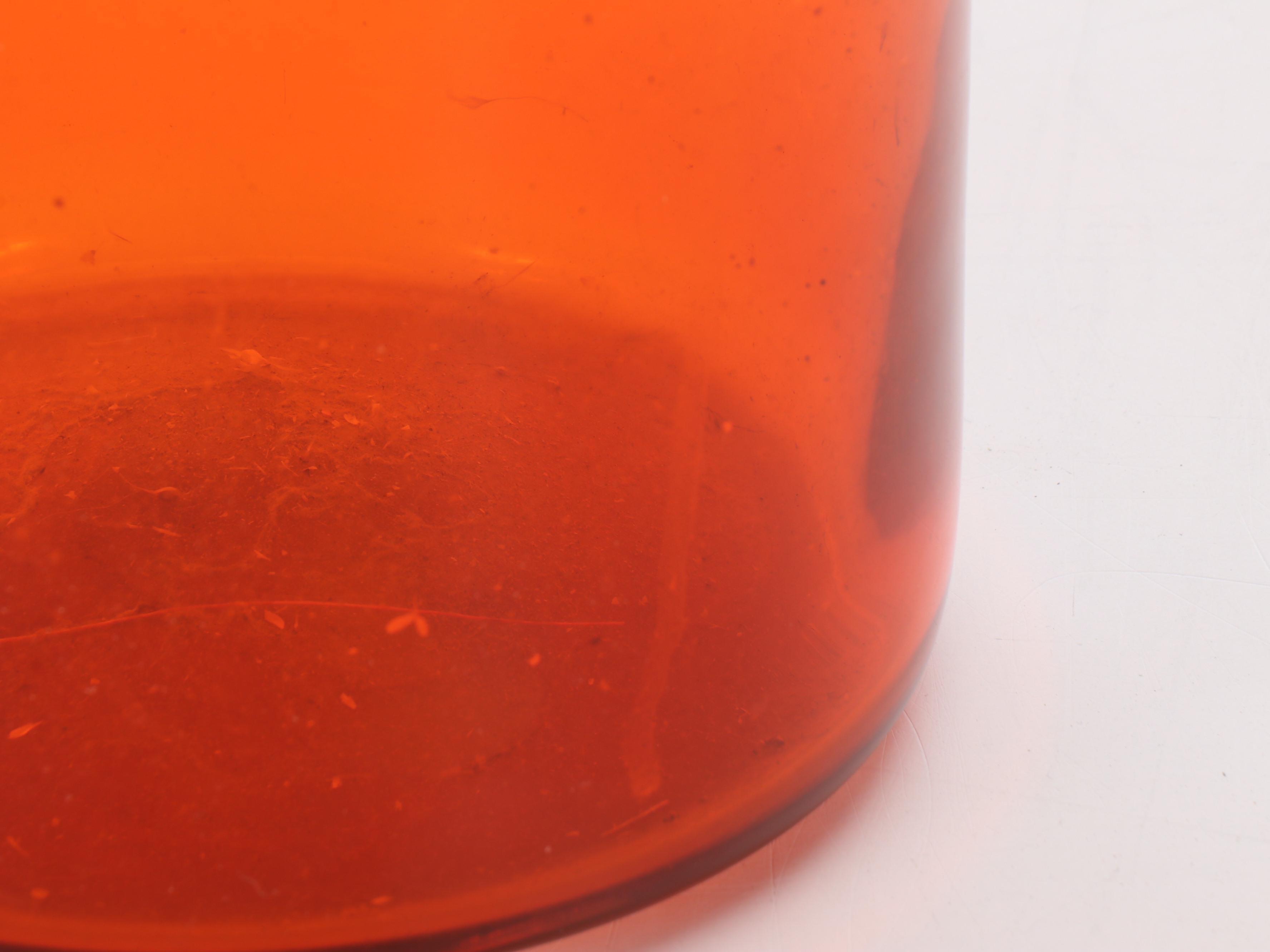 Orange Glass Bottle Floor Vase