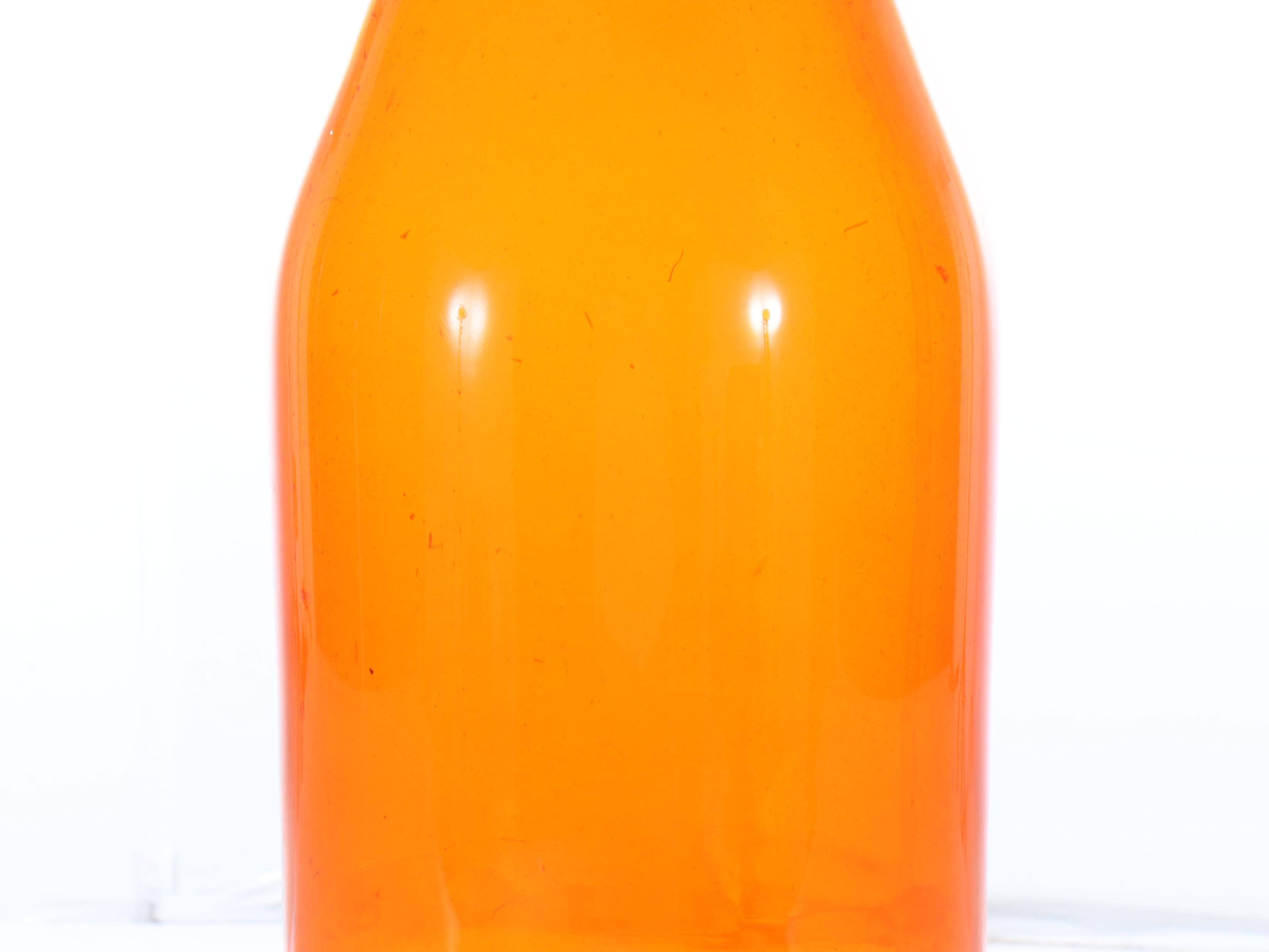Orange Glass Bottle Floor Vase