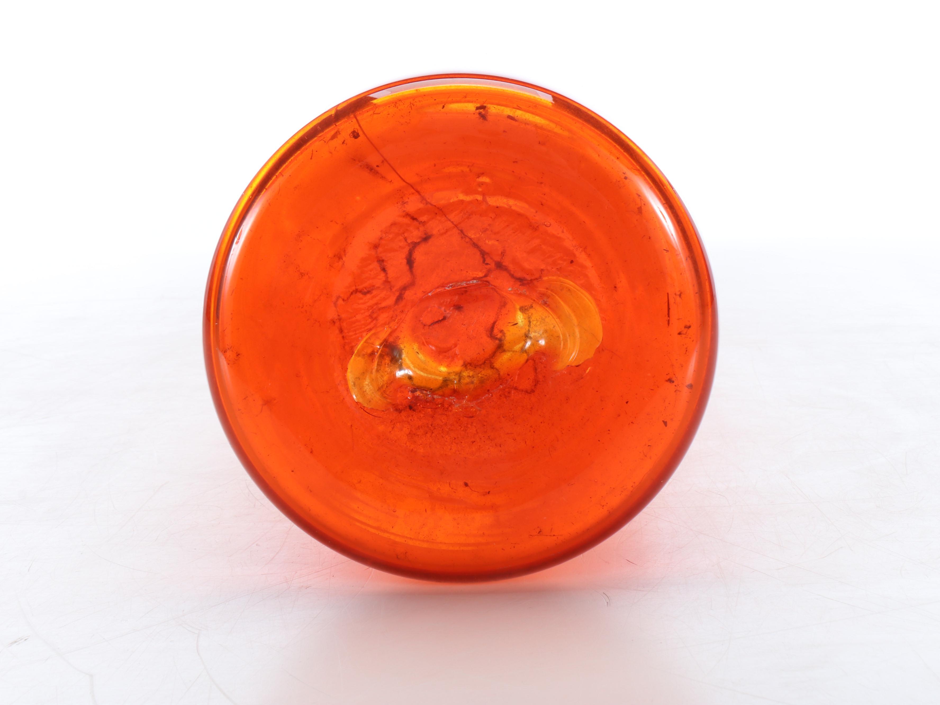 Orange Glass Bottle Floor Vase