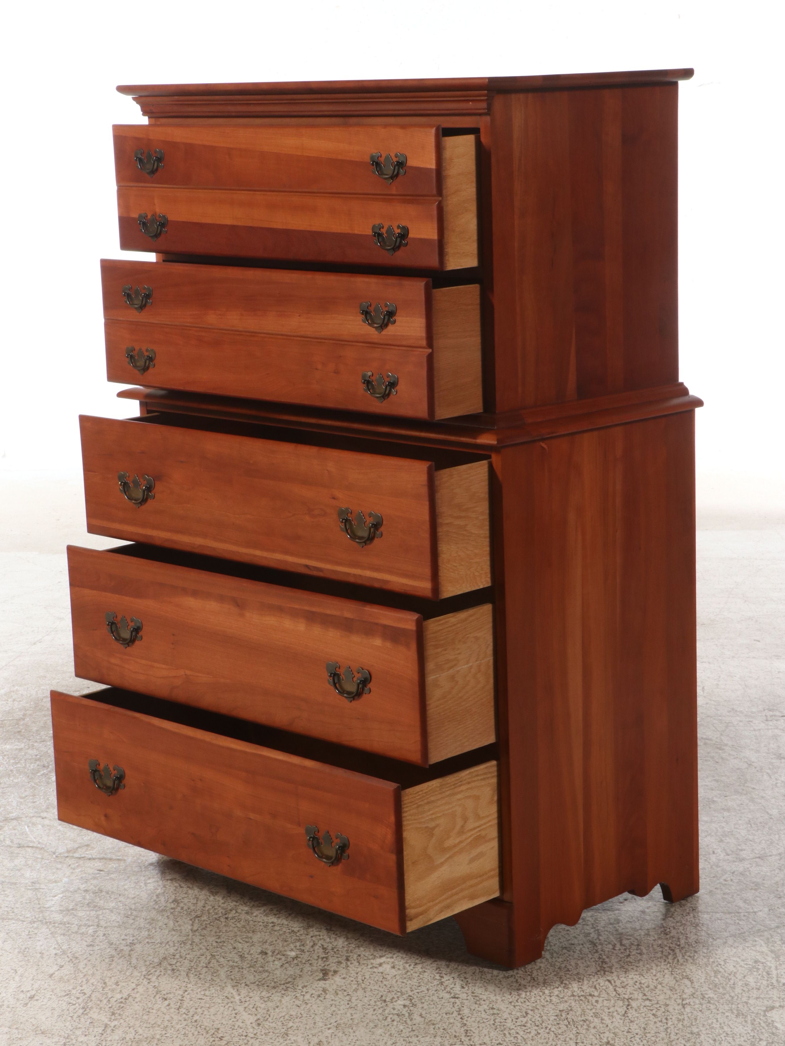 American Colonial Style Cherry Chest on Chest, Mid-20th Century