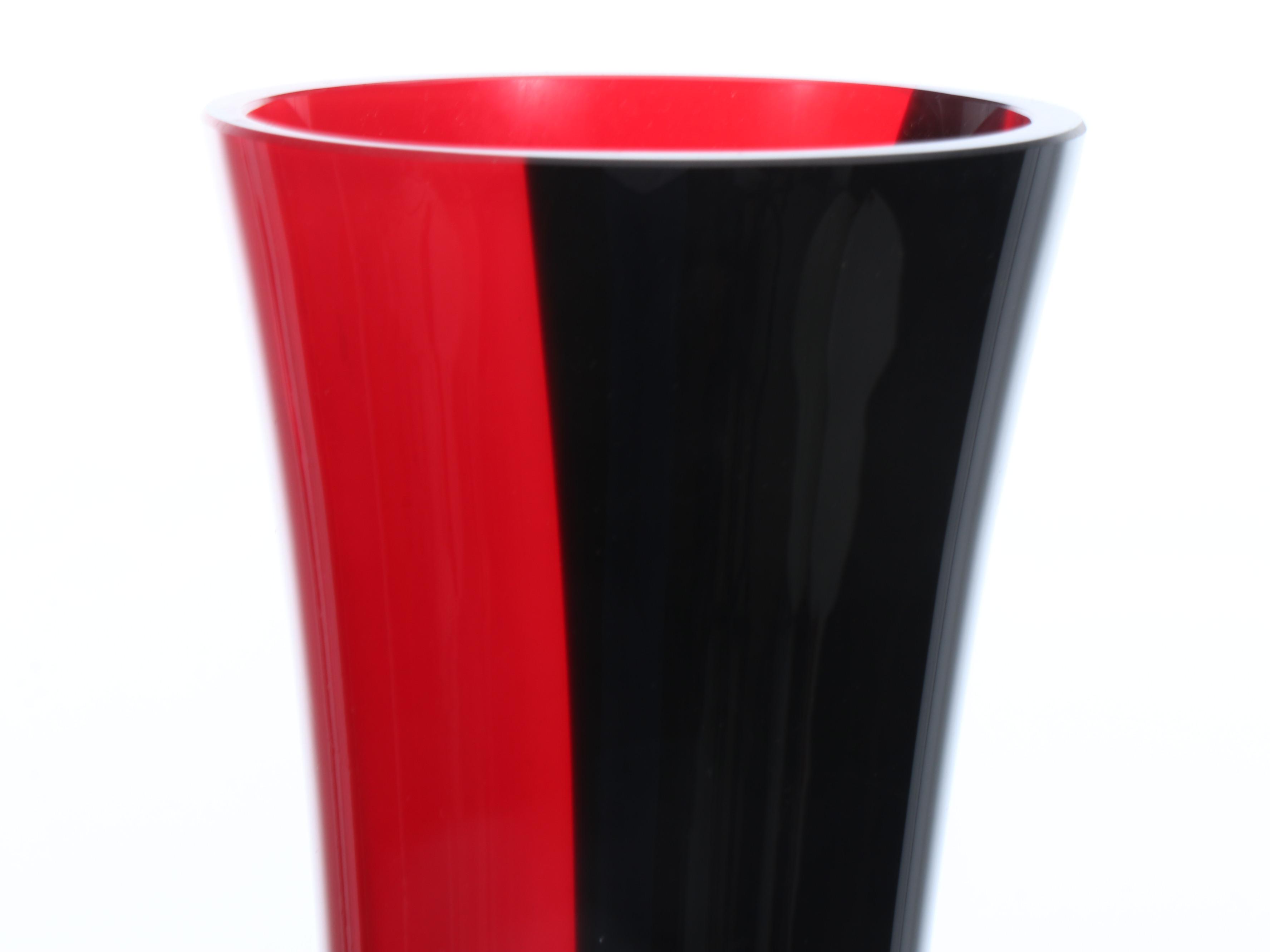 MCM Style Red Art Glass Bottle Vase