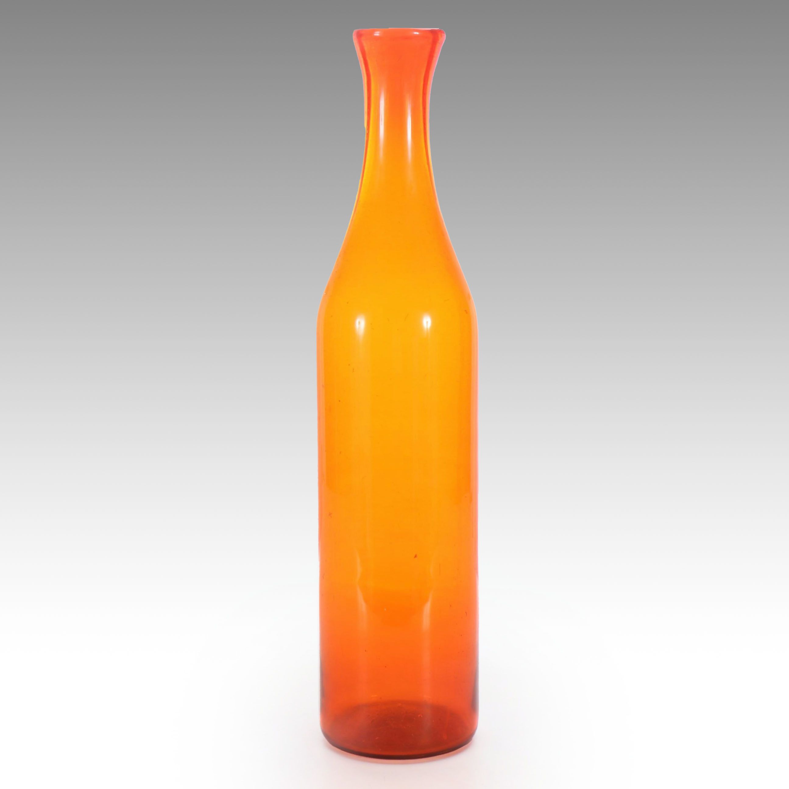 Orange Glass Bottle Floor Vase