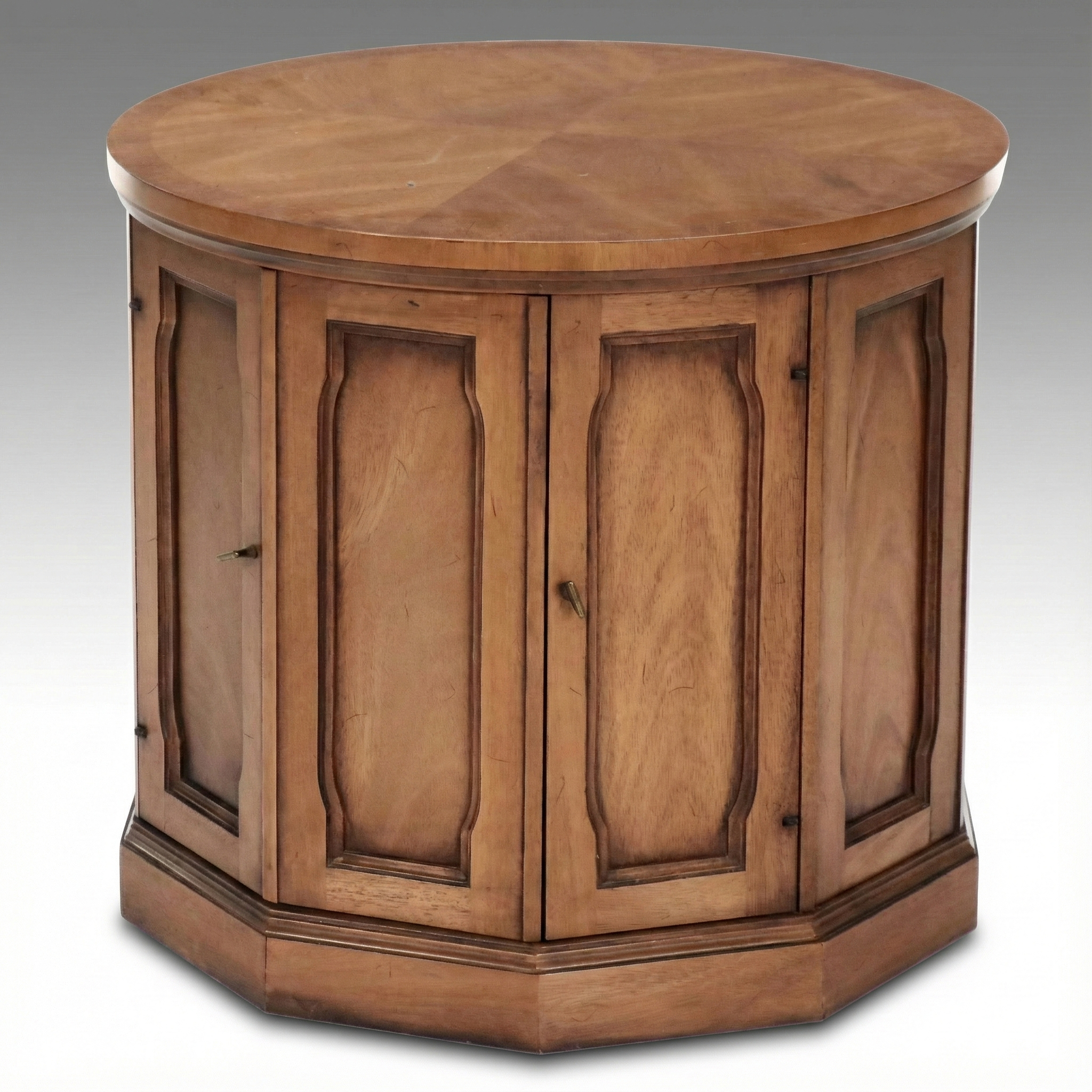 Mediterranean Style Pecan End Table, Mid to Late 20th Century