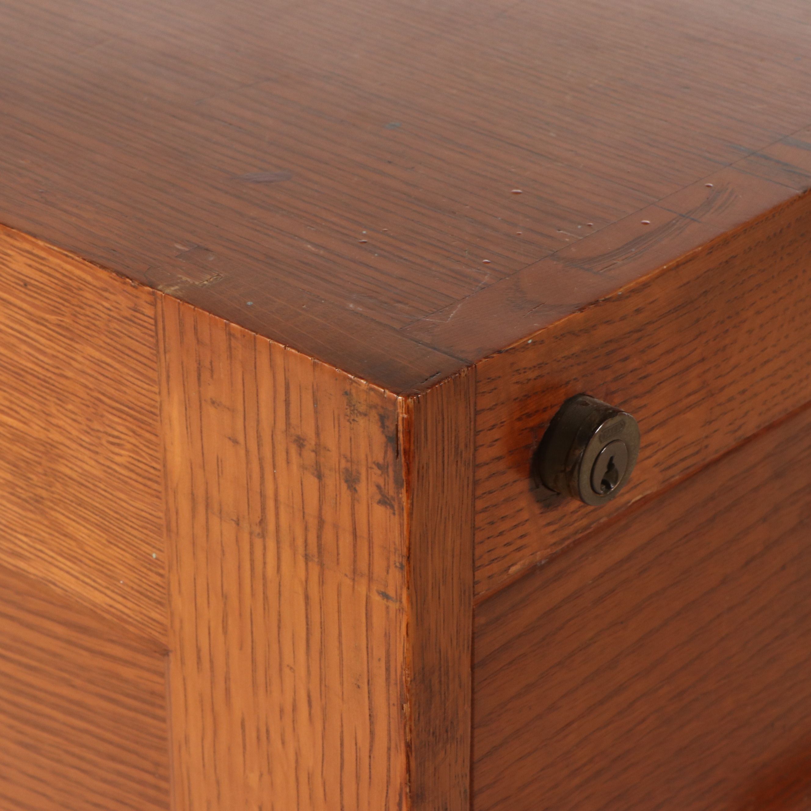 Oak Four-Drawer Filing Cabinet, Early to Mid-20th Century