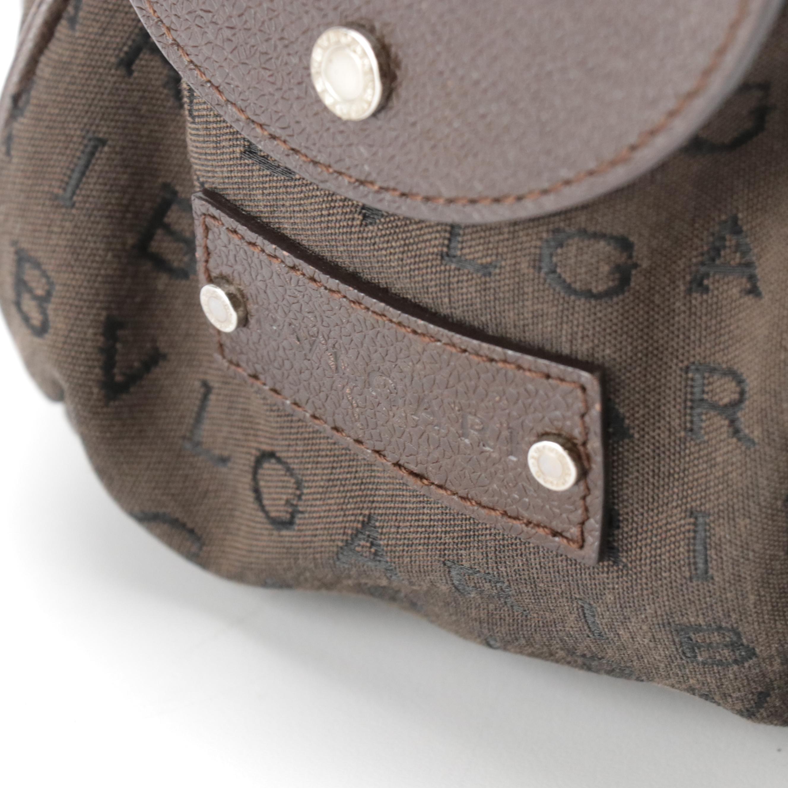 BVLGARI Shoulder Bag in Logomania Canvas with Leather Trim