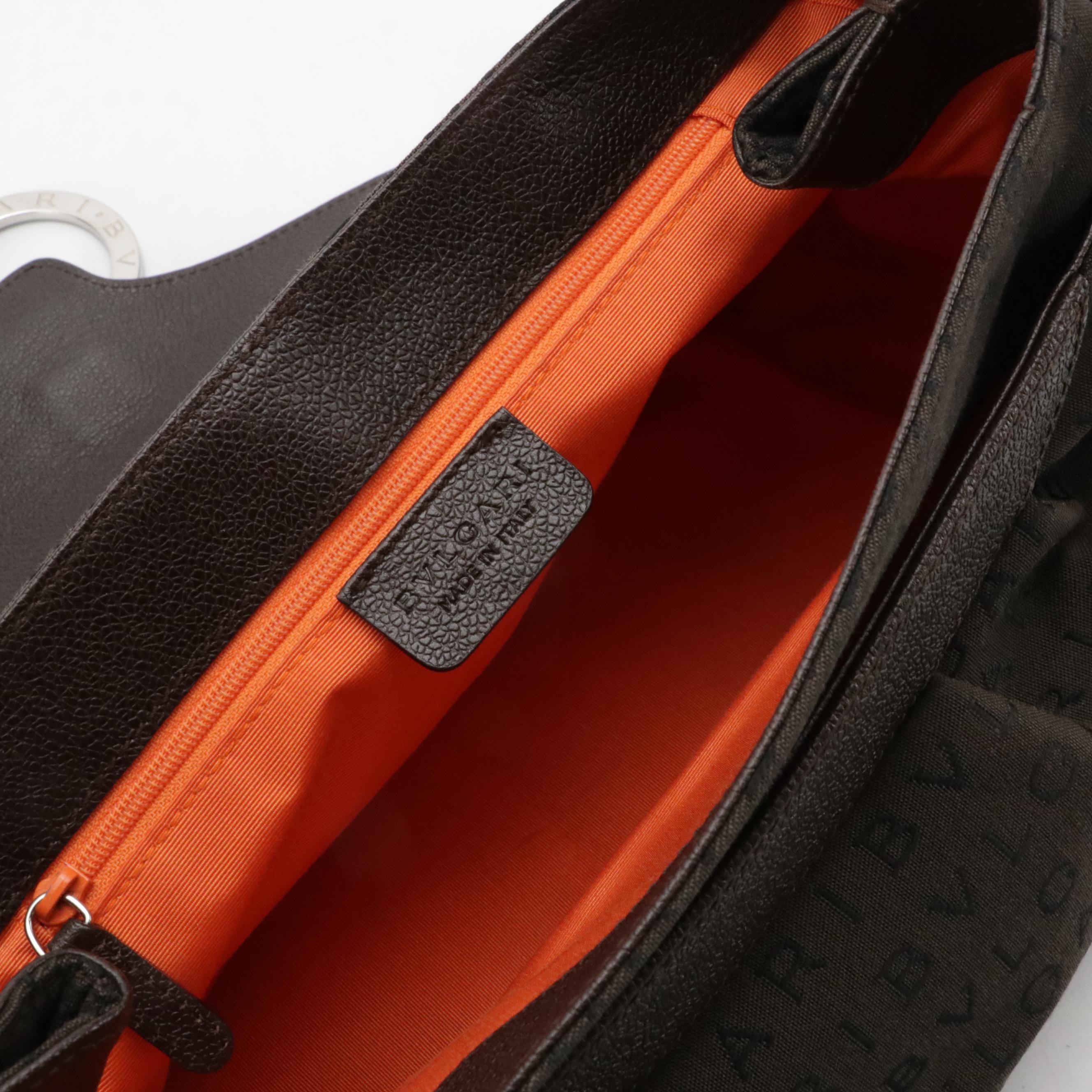 BVLGARI Shoulder Bag in Logomania Canvas with Leather Trim