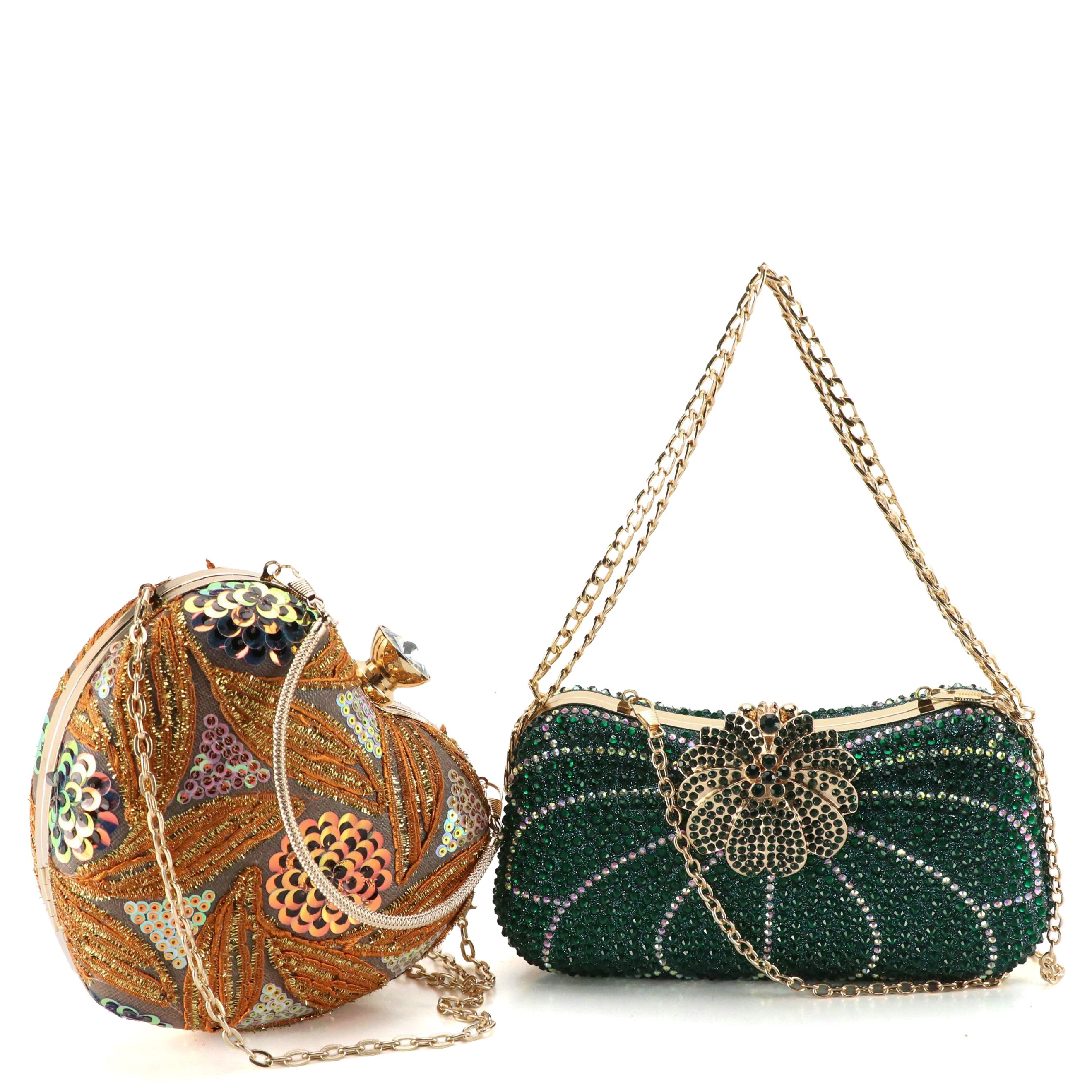 Heart-Shaped and Butterfly-Shaped Embellished Evening Bags