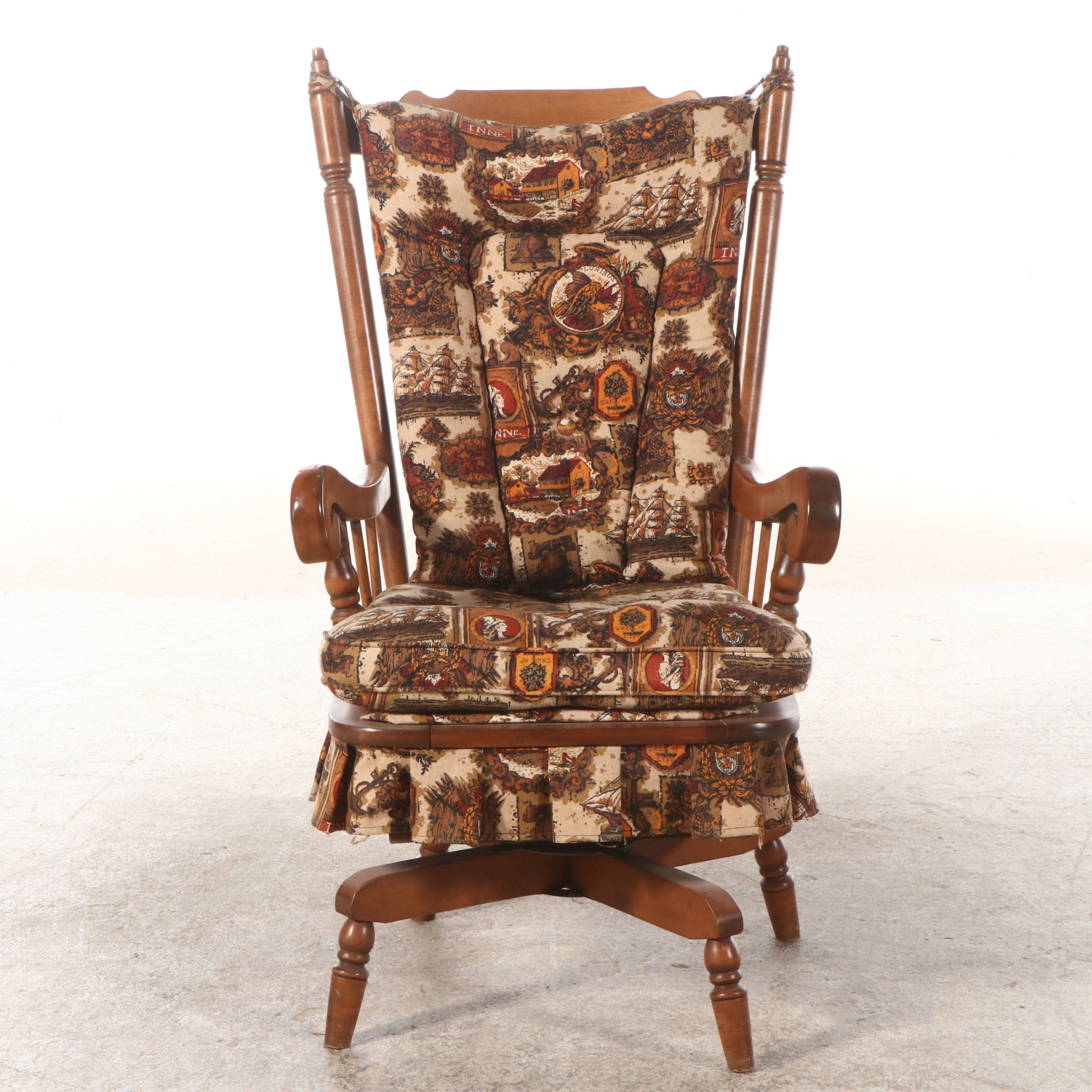 Colonial Revival Maple Platform Rocking Chair, Mid to Late 20th Century