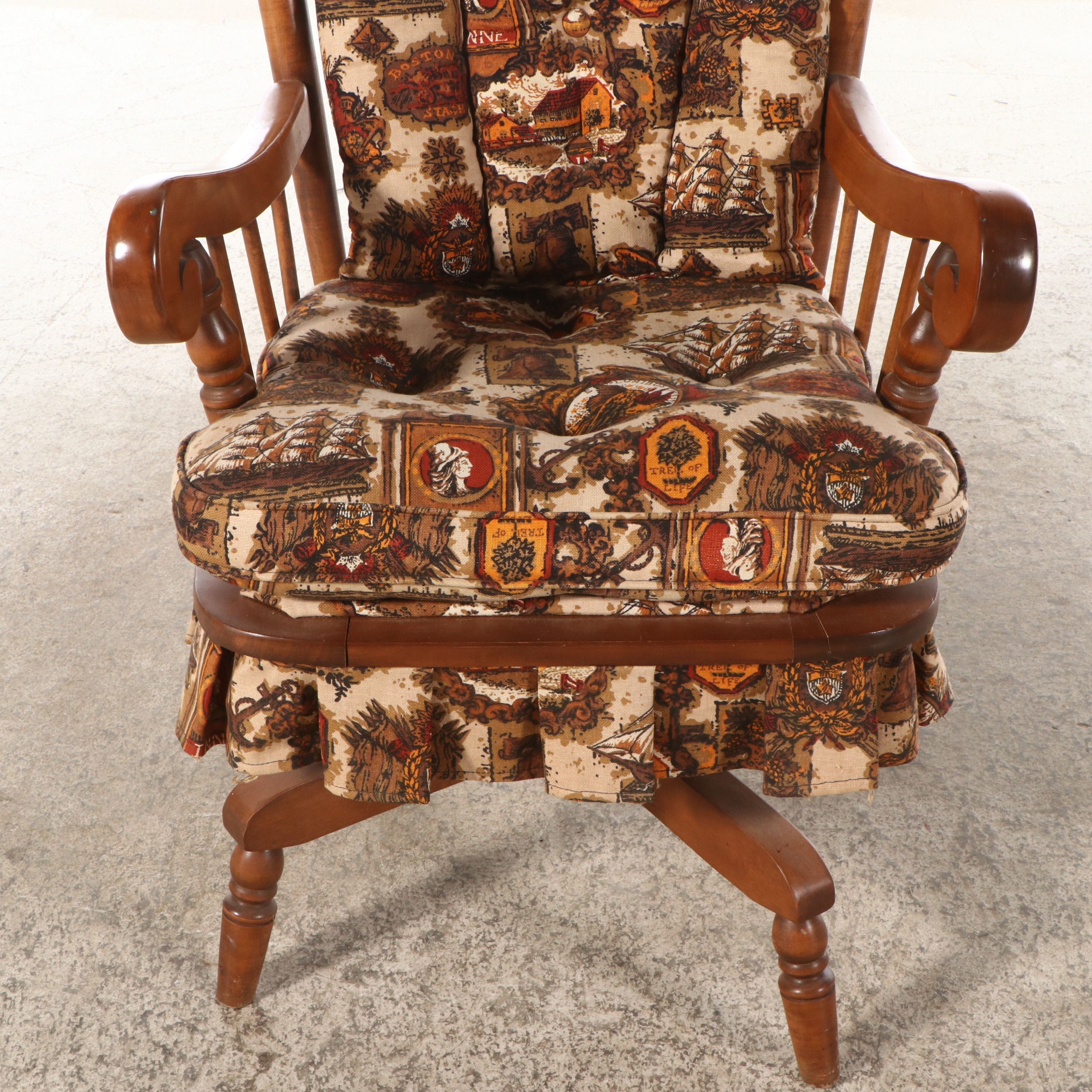 Colonial Revival Maple Platform Rocking Chair, Mid to Late 20th Century