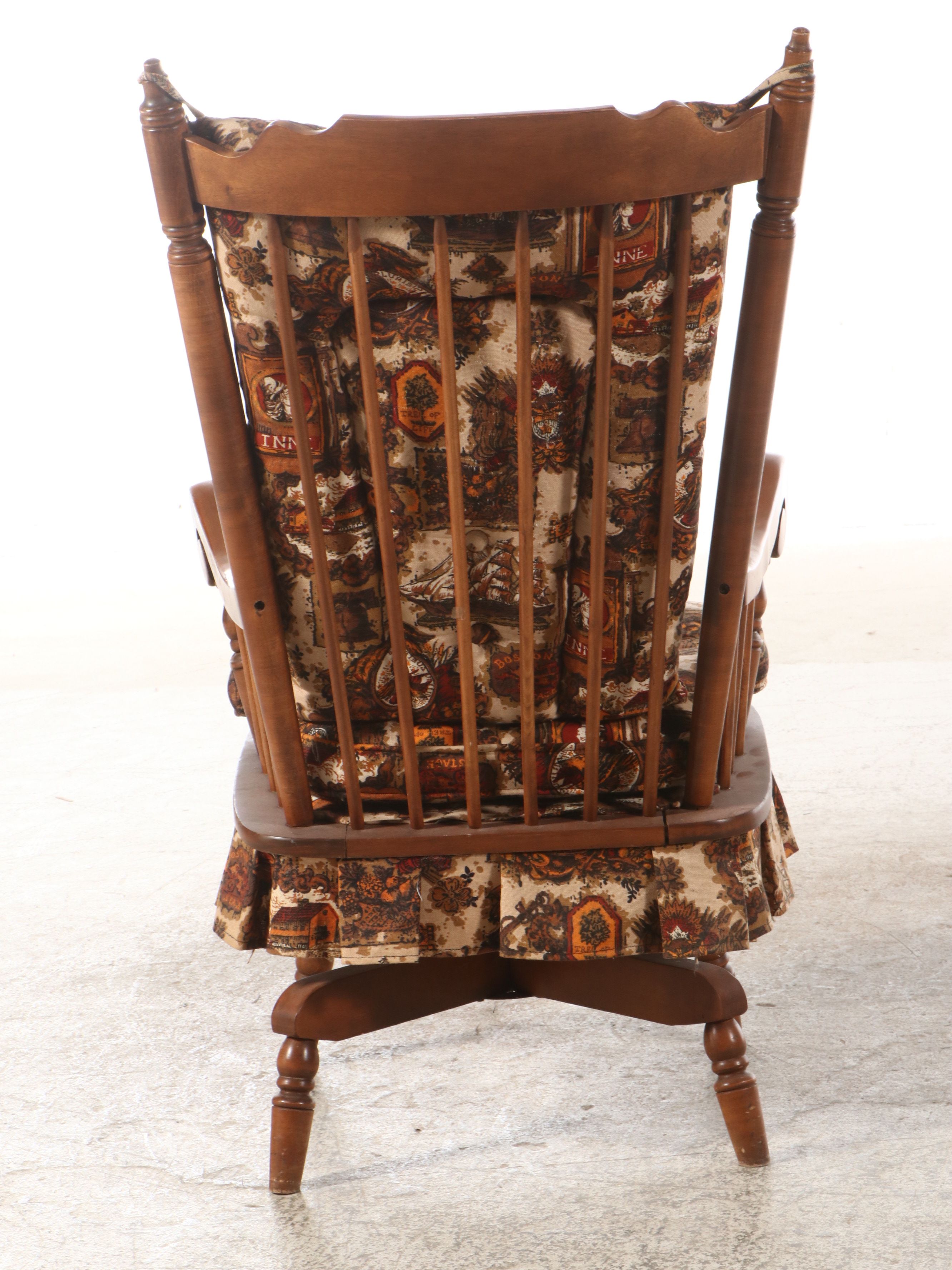 Colonial Revival Maple Platform Rocking Chair, Mid to Late 20th Century