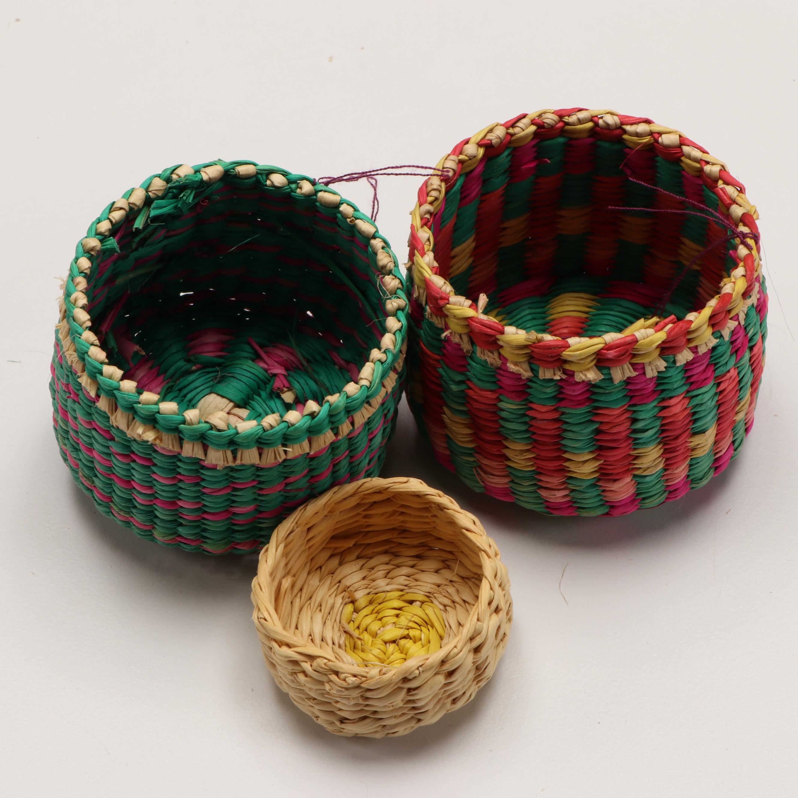 Honduran Lenca People Handwoven Junco Grass Baskets