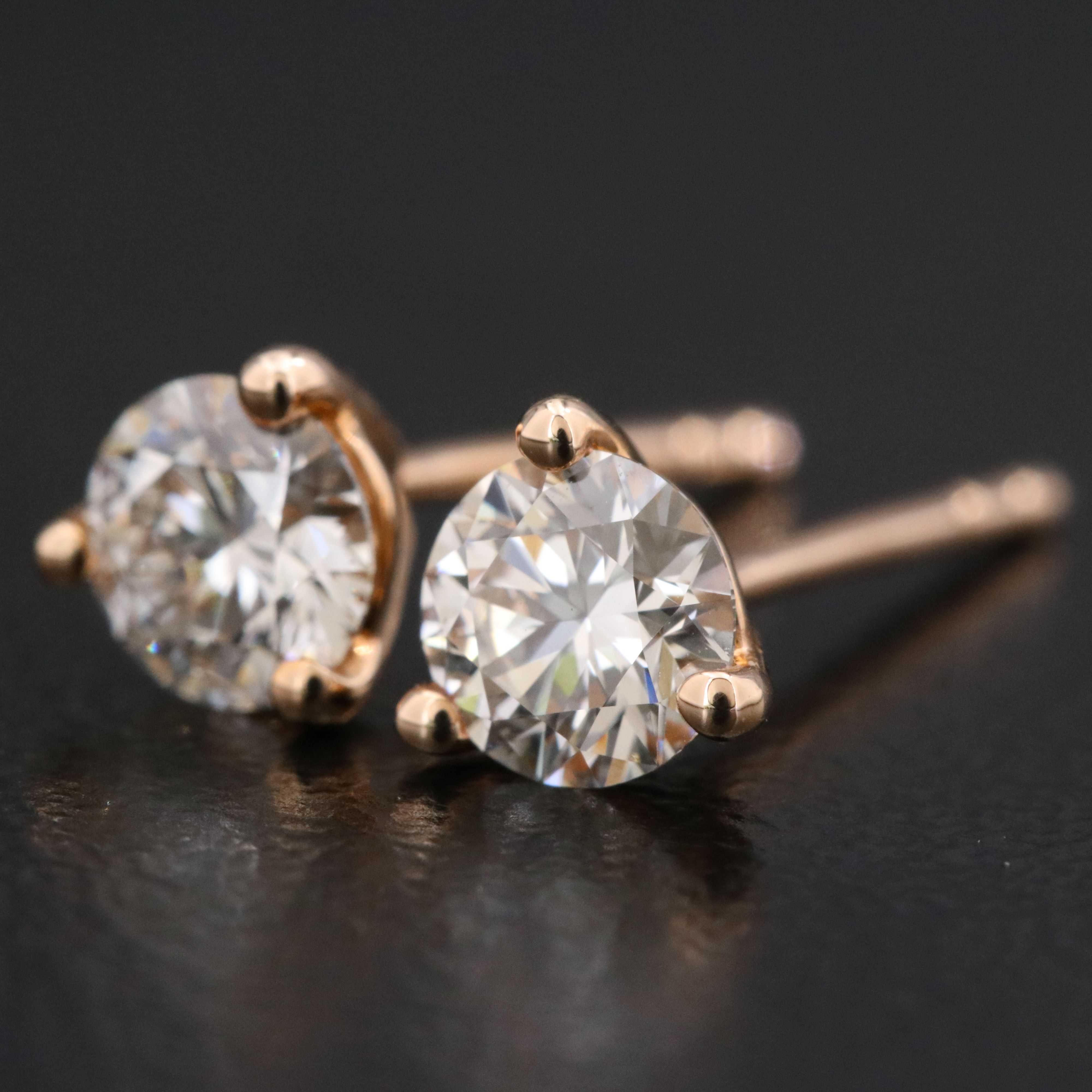 14K Rose Gold 0.66 CTW Lab Grown Diamond Stud Earrings with Online IGI Reports
