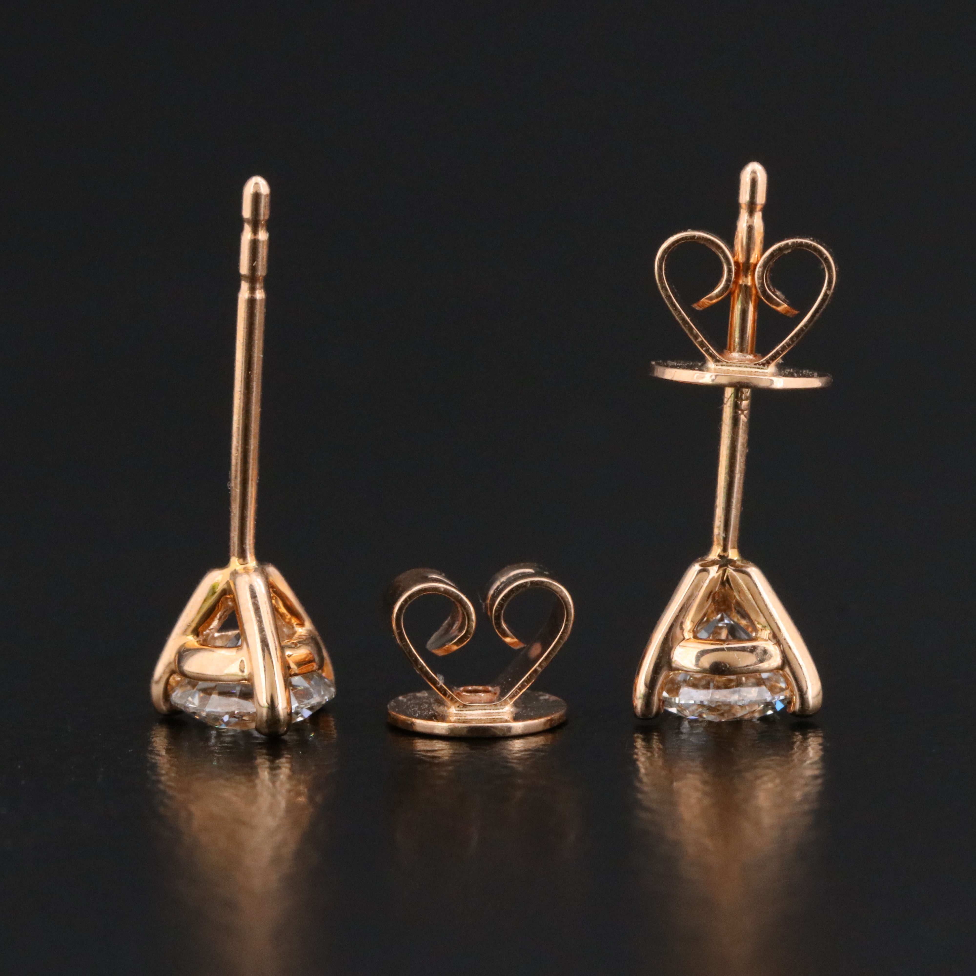 14K Rose Gold 0.66 CTW Lab Grown Diamond Stud Earrings with Online IGI Reports