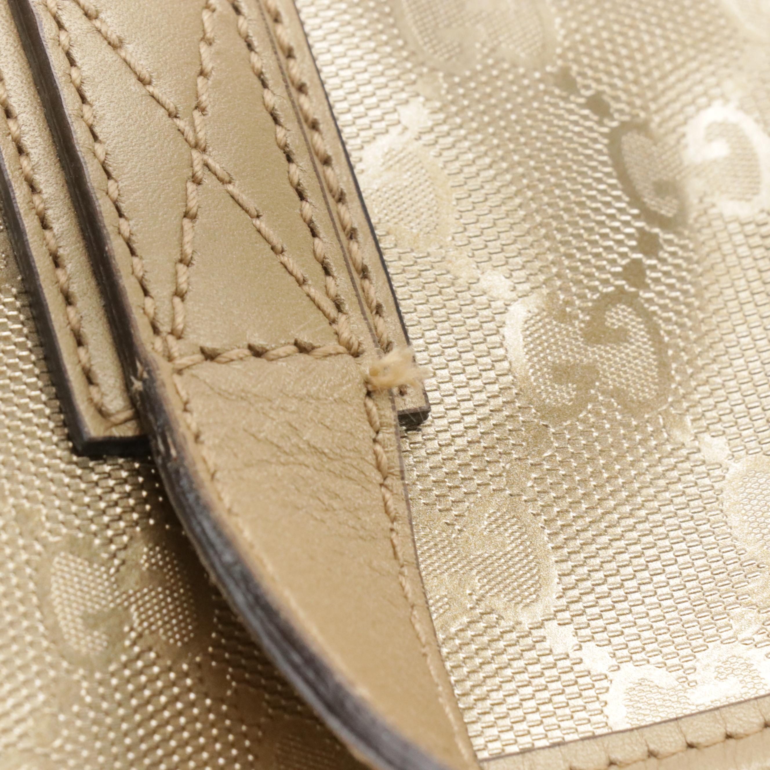 Gucci Large Joy Zip Tote in Metallic Gold GG Imprimé Canvas and Leather Trim