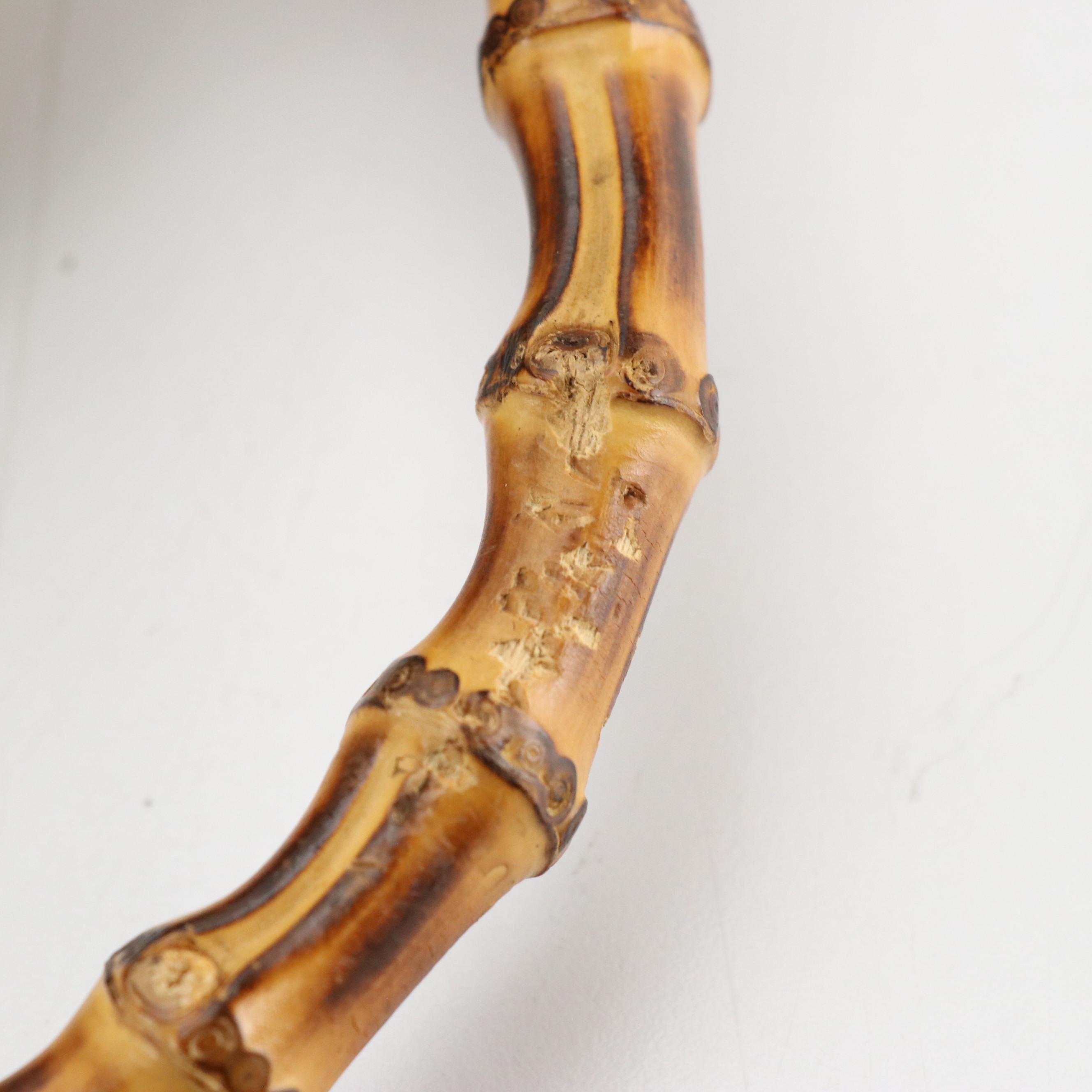 Gucci Bamboo Handle Two-Way Boston Bag in Ivory Grained Calfskin Leather