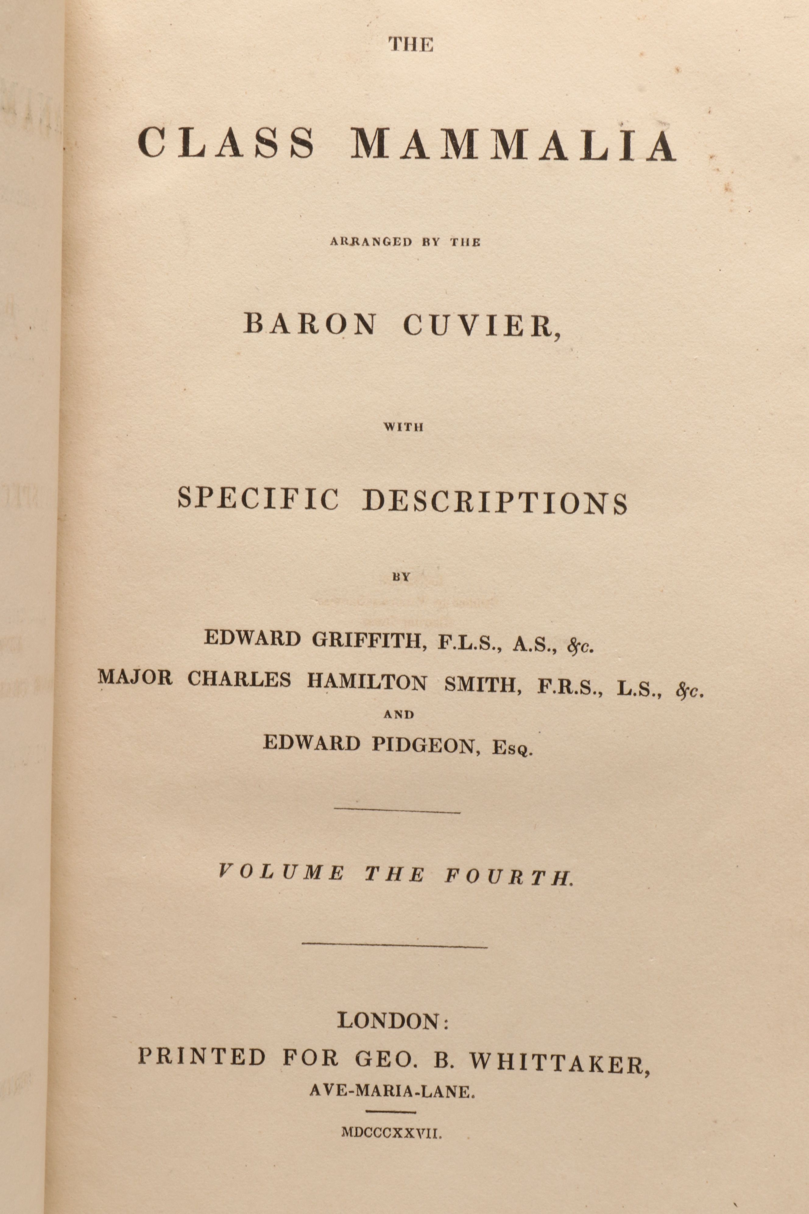 "The Animal Kingdom" Four-Volume Set by G. Cuvier and E. Griffith, 1827