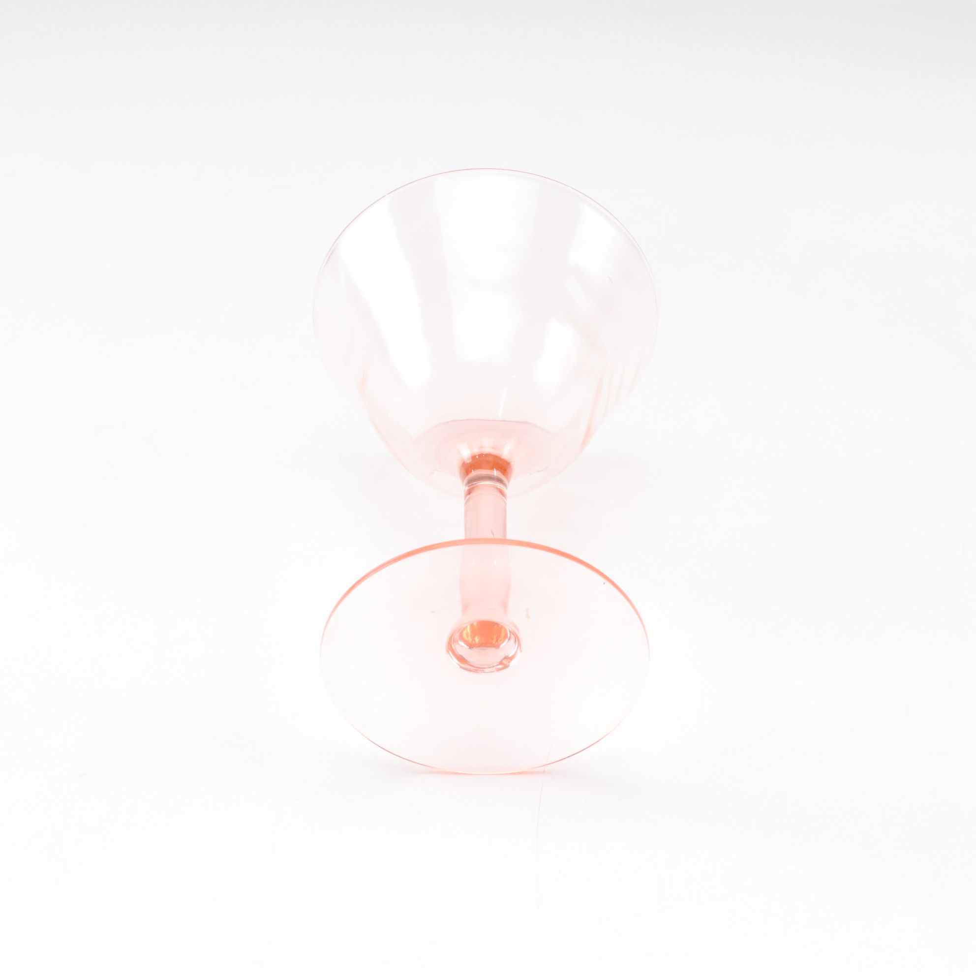 Rose Pink Optic Depression Glass Champagne Coupes and Wine Glasses