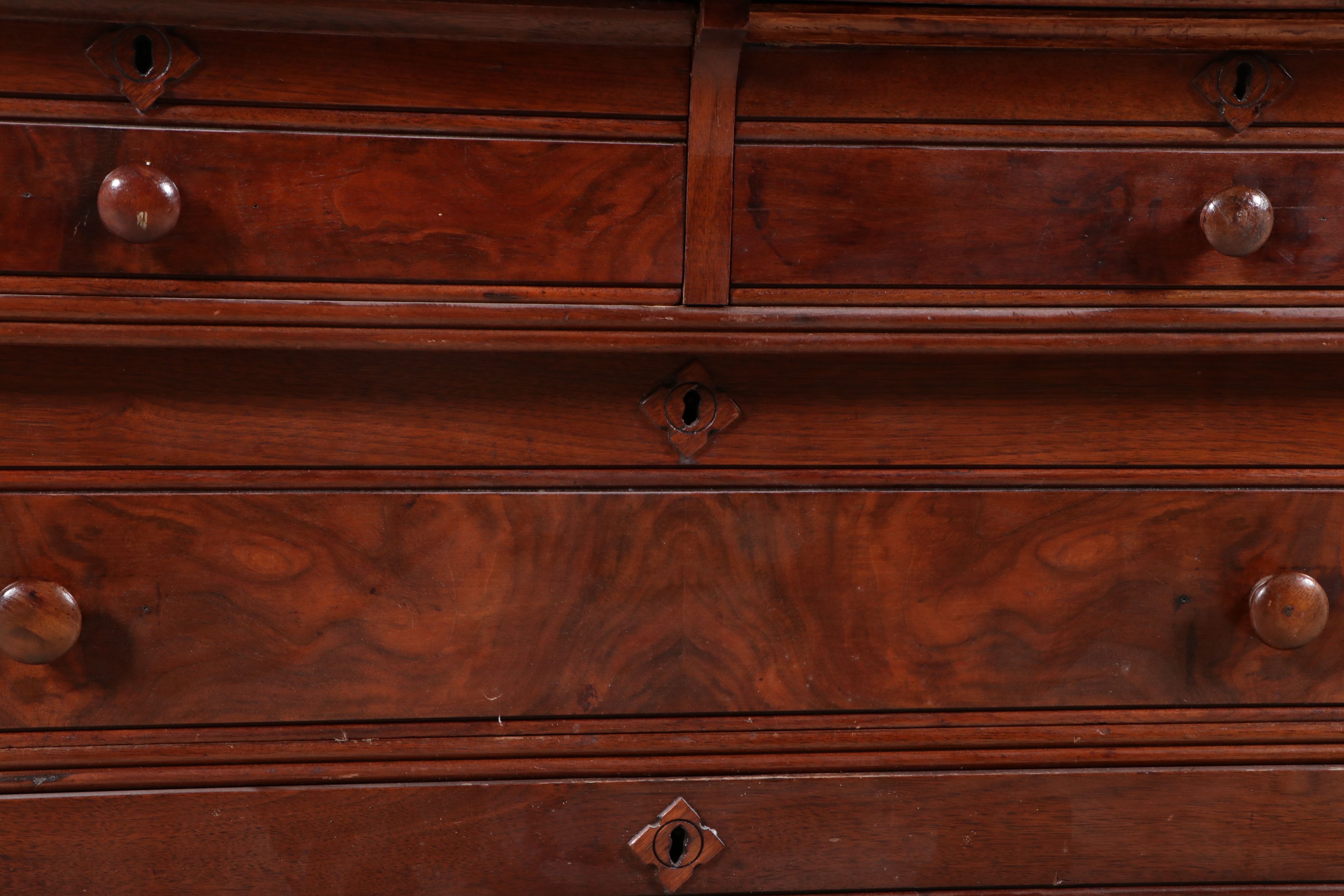 Victorian Eastlake Burl Wood and Walnut Chest of Drawers with Marble Top